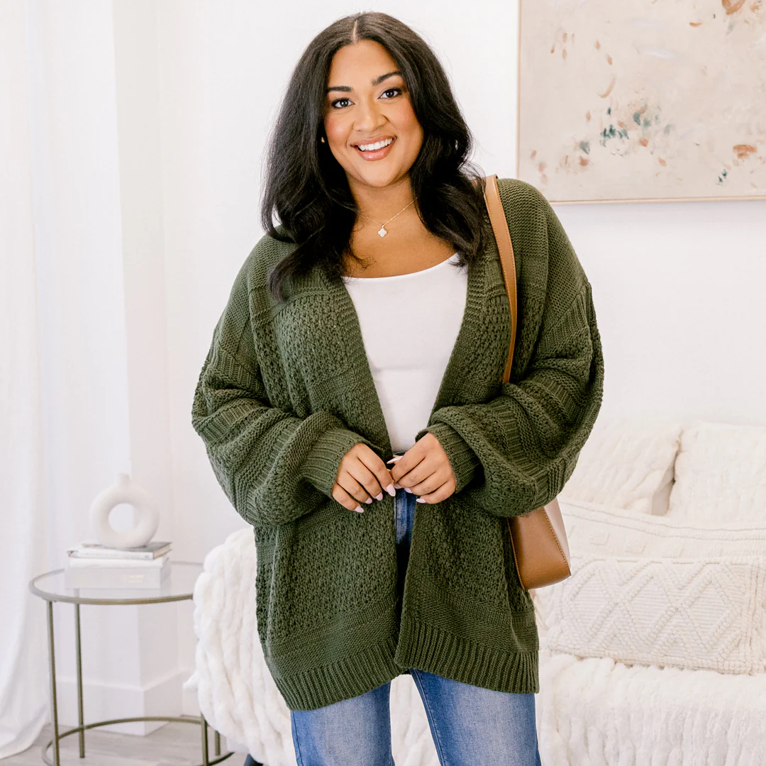 Keepin' Cozy Cardigan, Green - Giverhouse