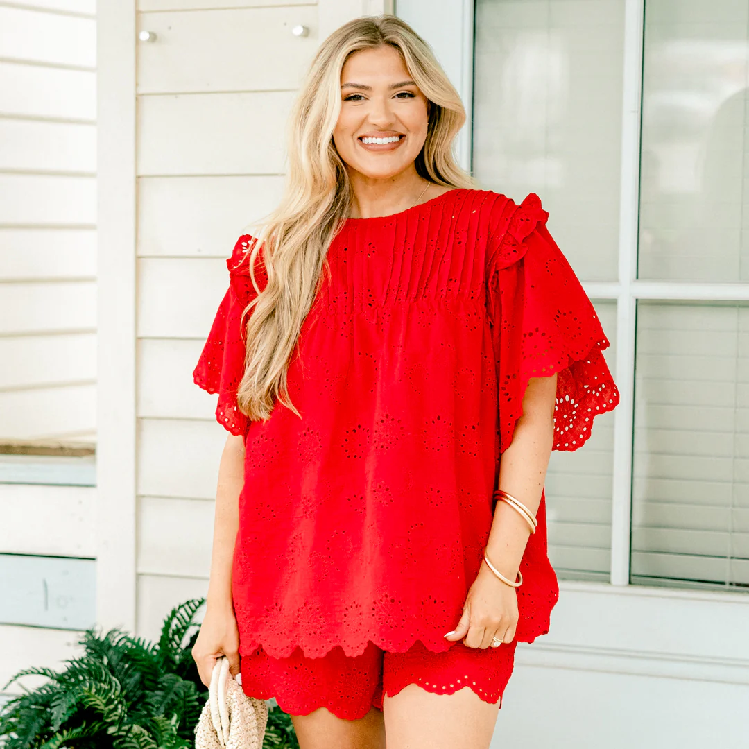 Right Over Here Top, Red - Giverhouse