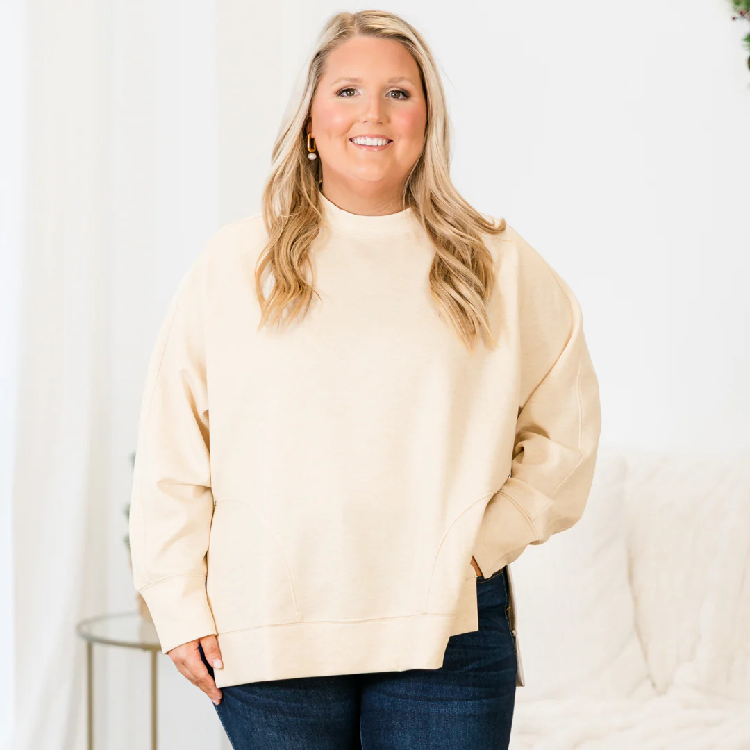 Feels So Sweet Pullover, Heather Beige - Giverhouse