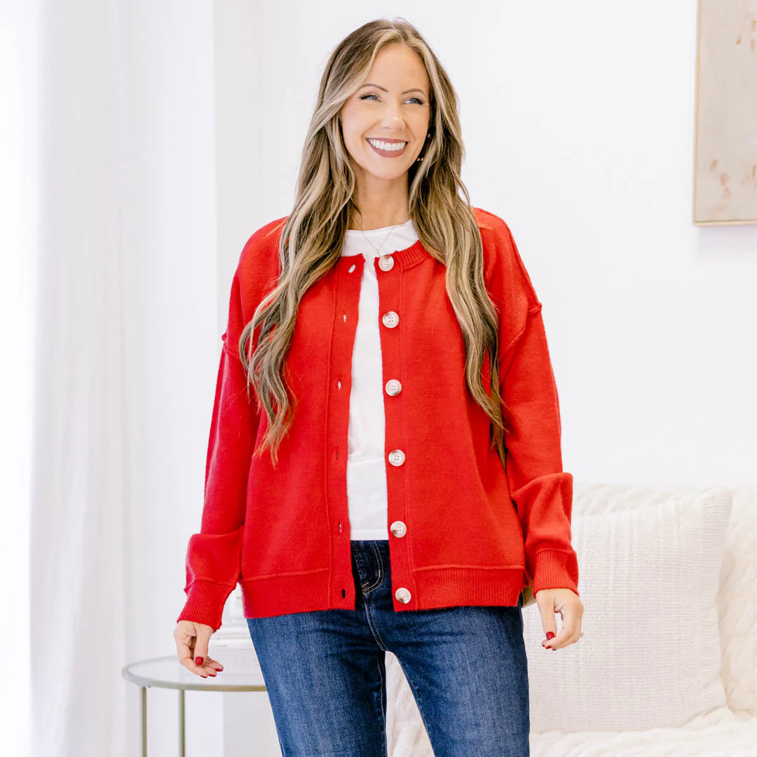 Out There Somewhere Cardigan, Red - Giverhouse