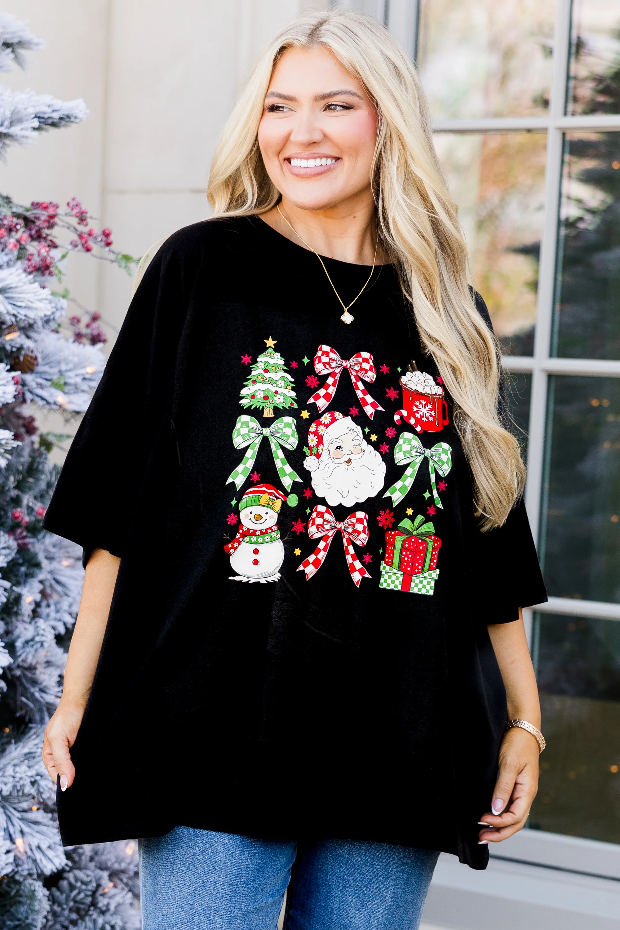 Classic Christmas Boyfriend Tee, Black - Giverhouse