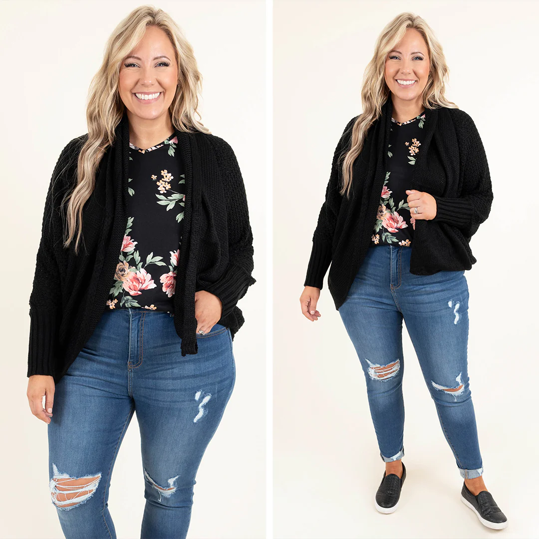 Open Minded Cardigan, Black - Giverhouse