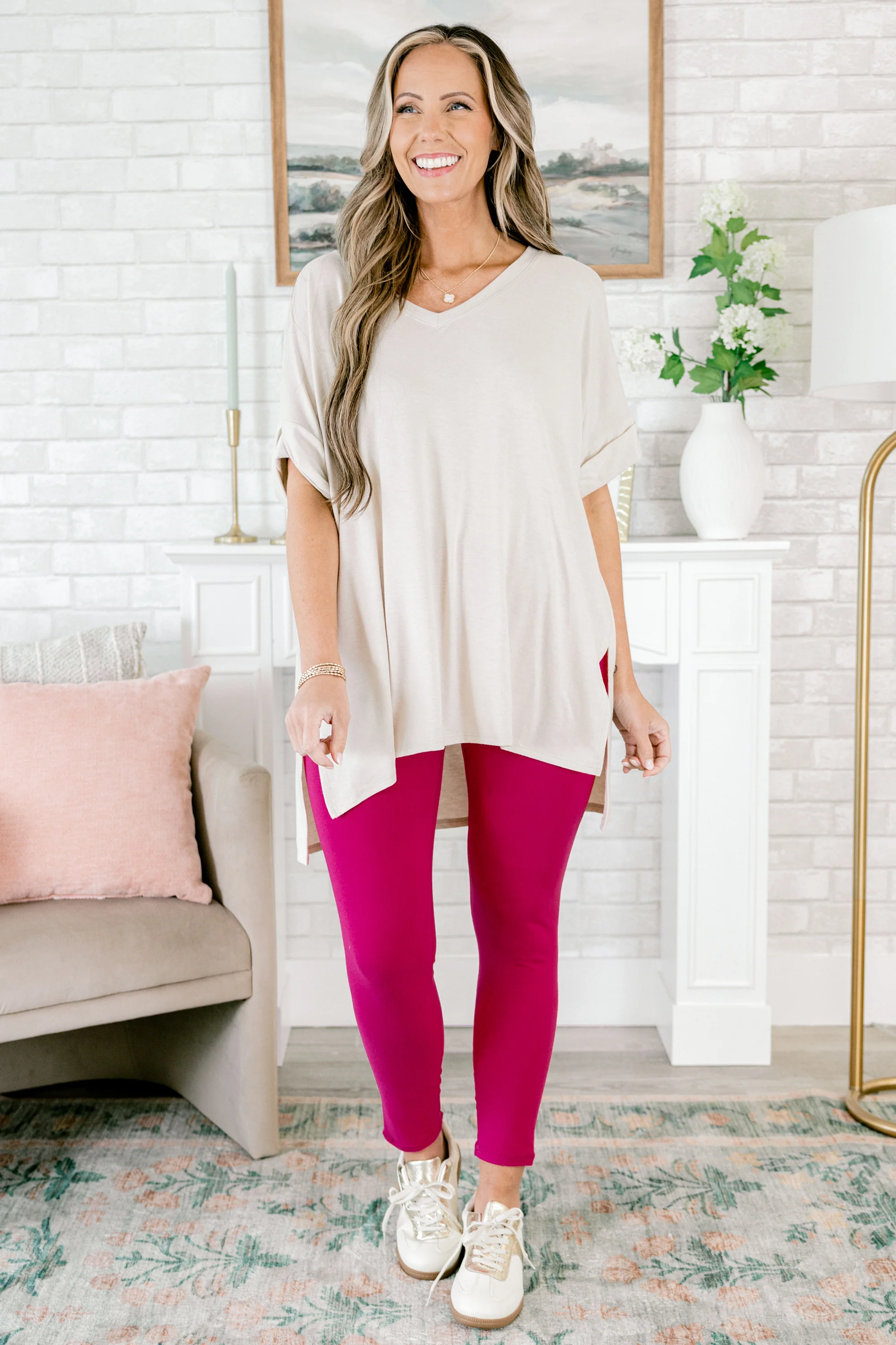 Be Someone Leggings, Raspberry - Giverhouse