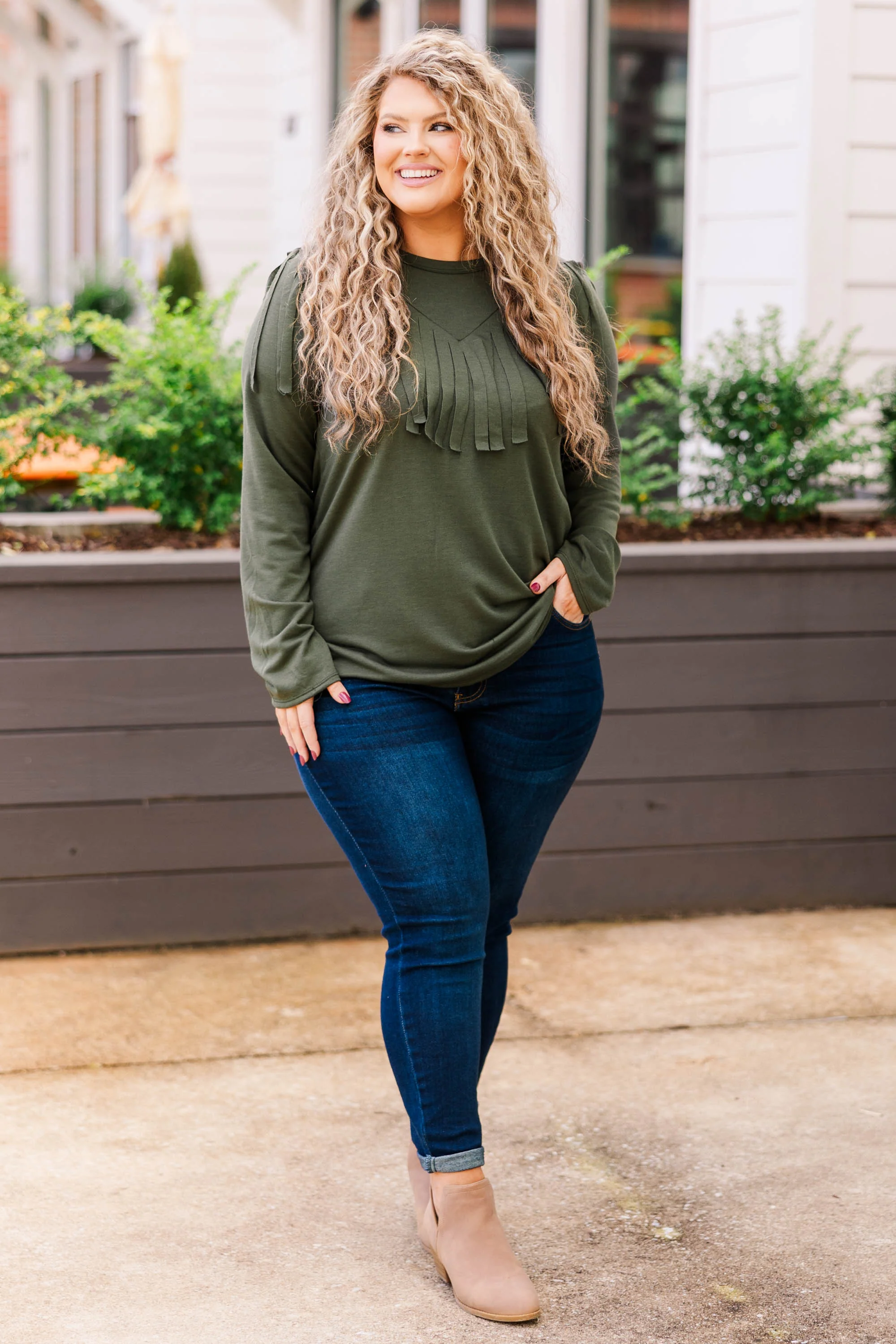 Evening Shadows Top, Olive - Giverhouse