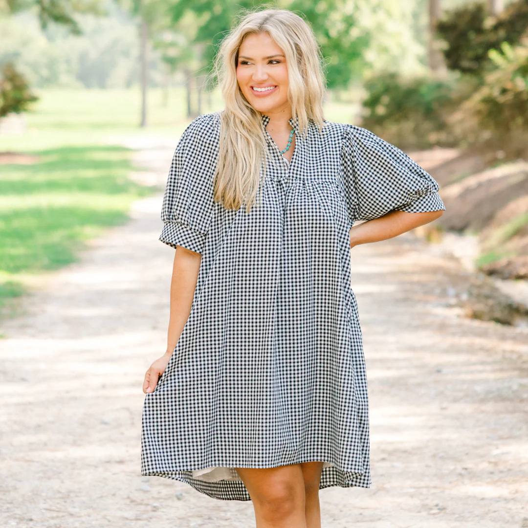 Make My Night Dress, Black Gingham - Giverhouse