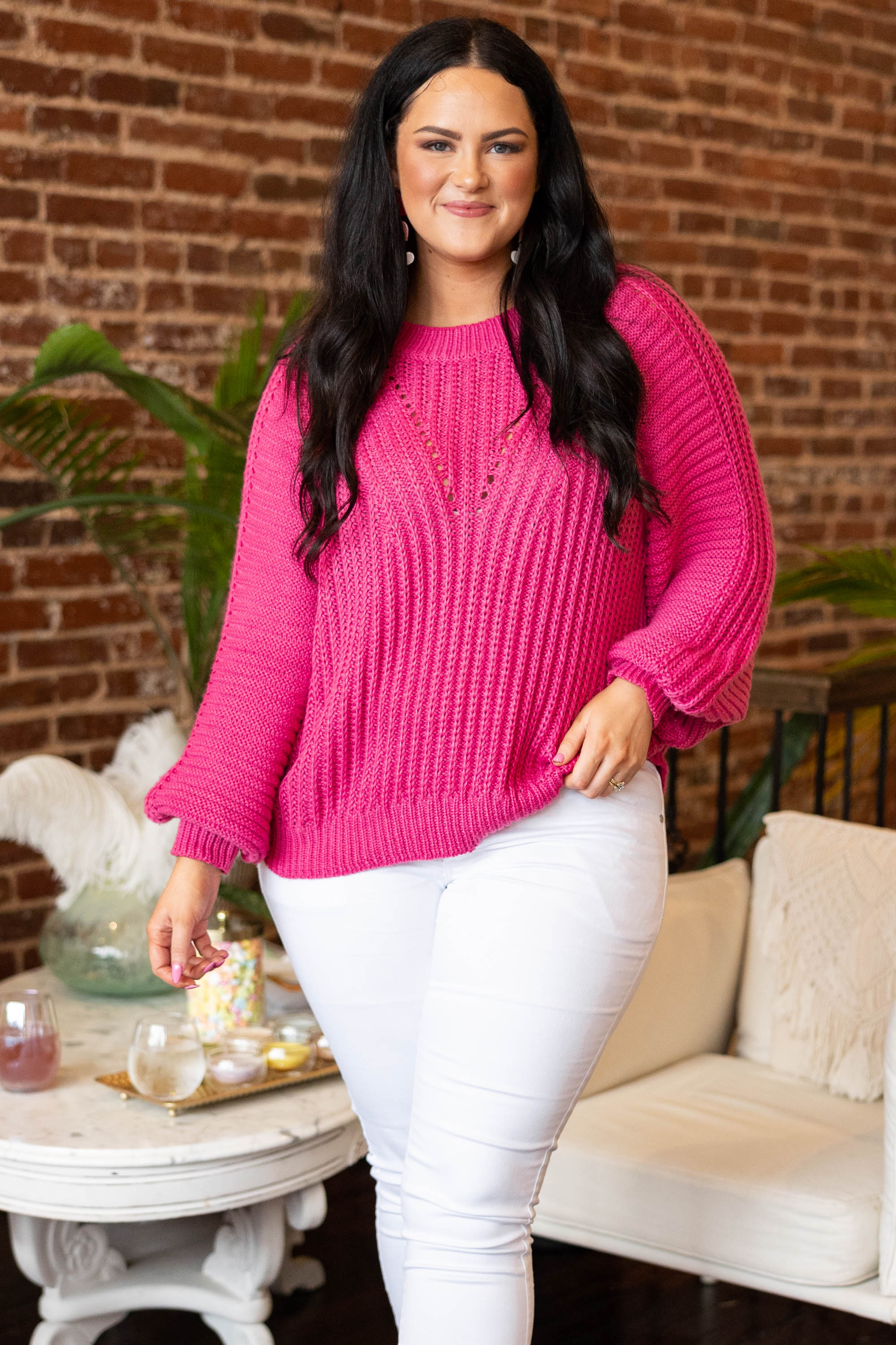 See You Tomorrow Sweater, Fuchsia - Giverhouse