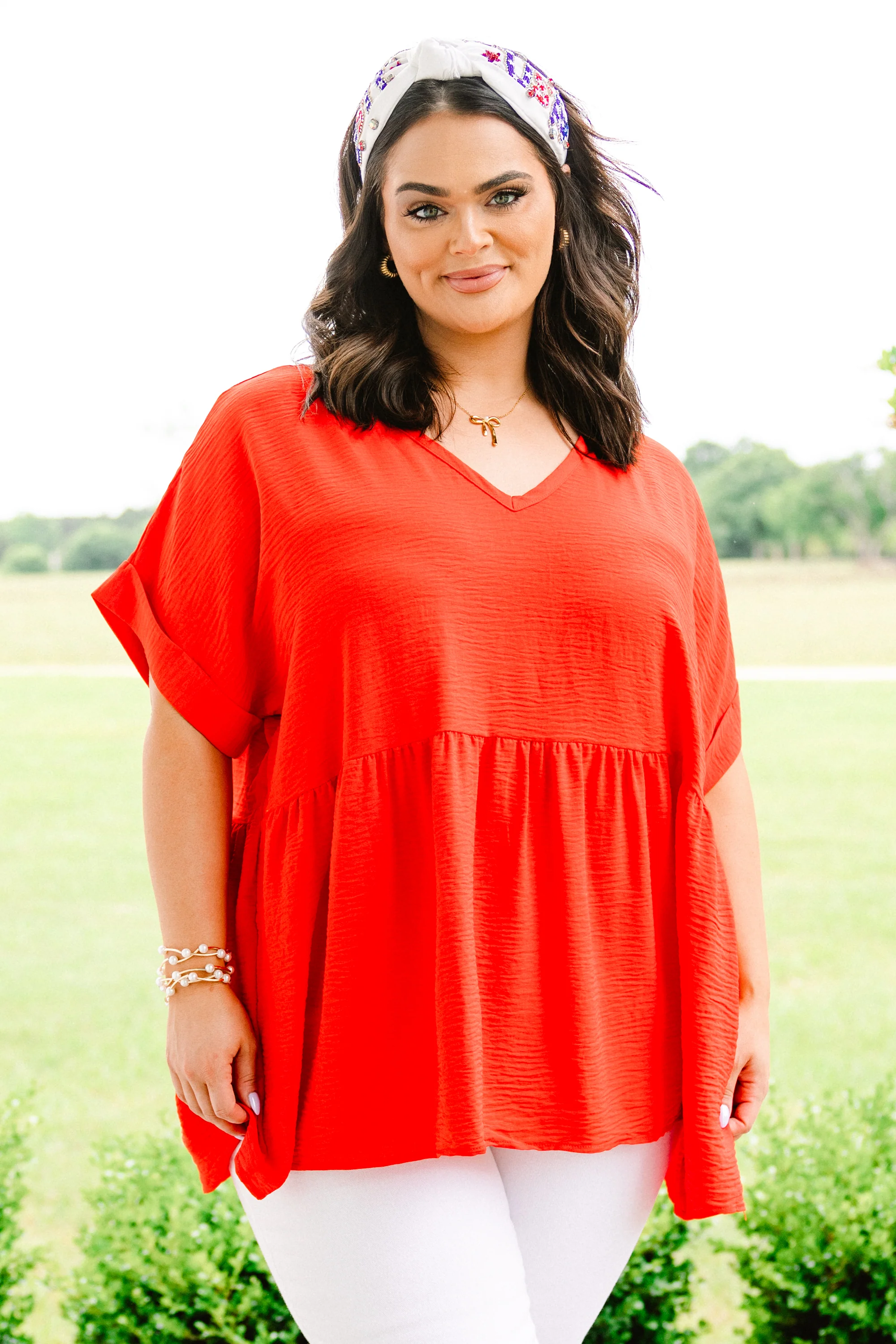 Wide Eyed Gaze Top, Tomato - Giverhouse