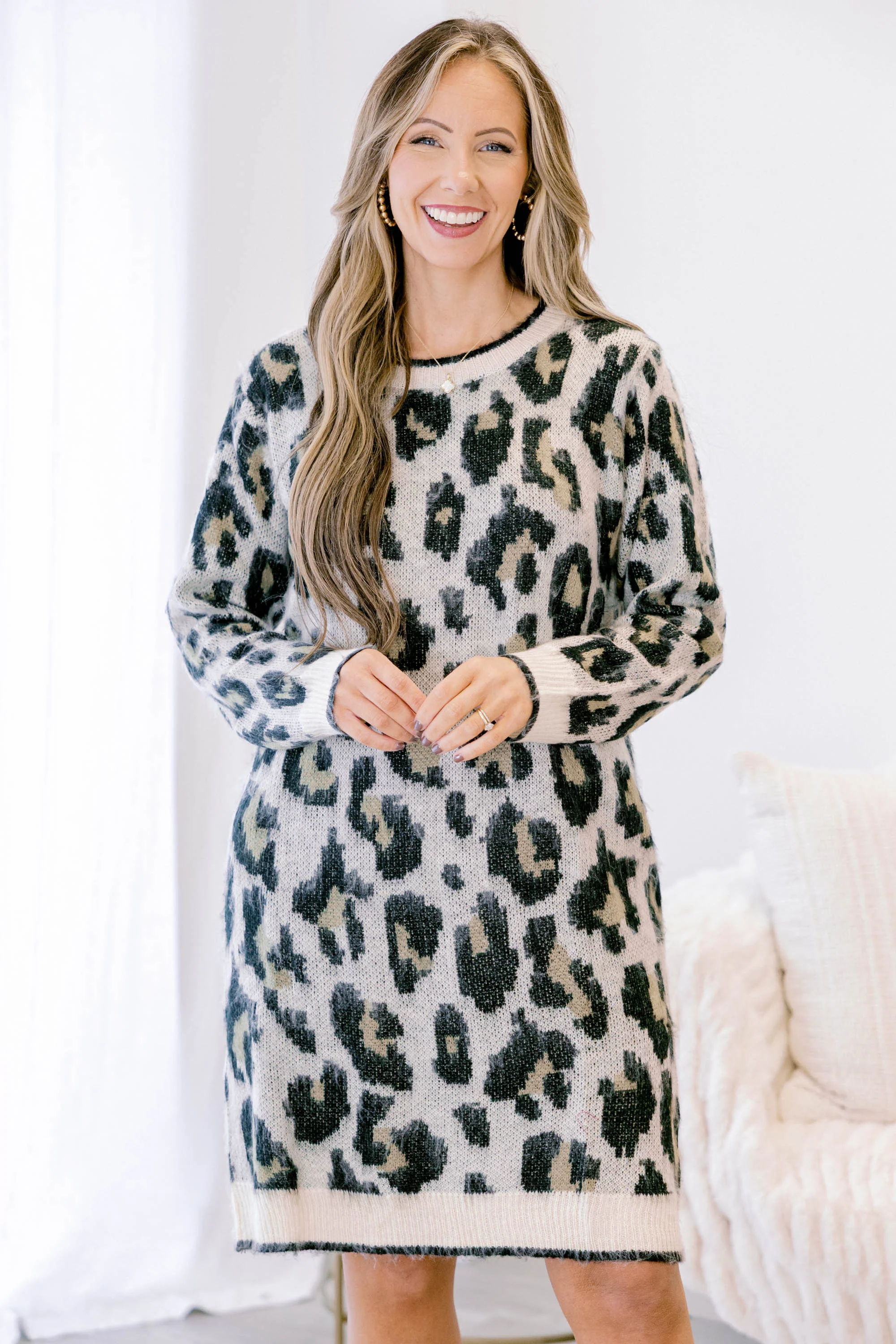 Always The Answer Sweater Dress, Leopard - Giverhouse