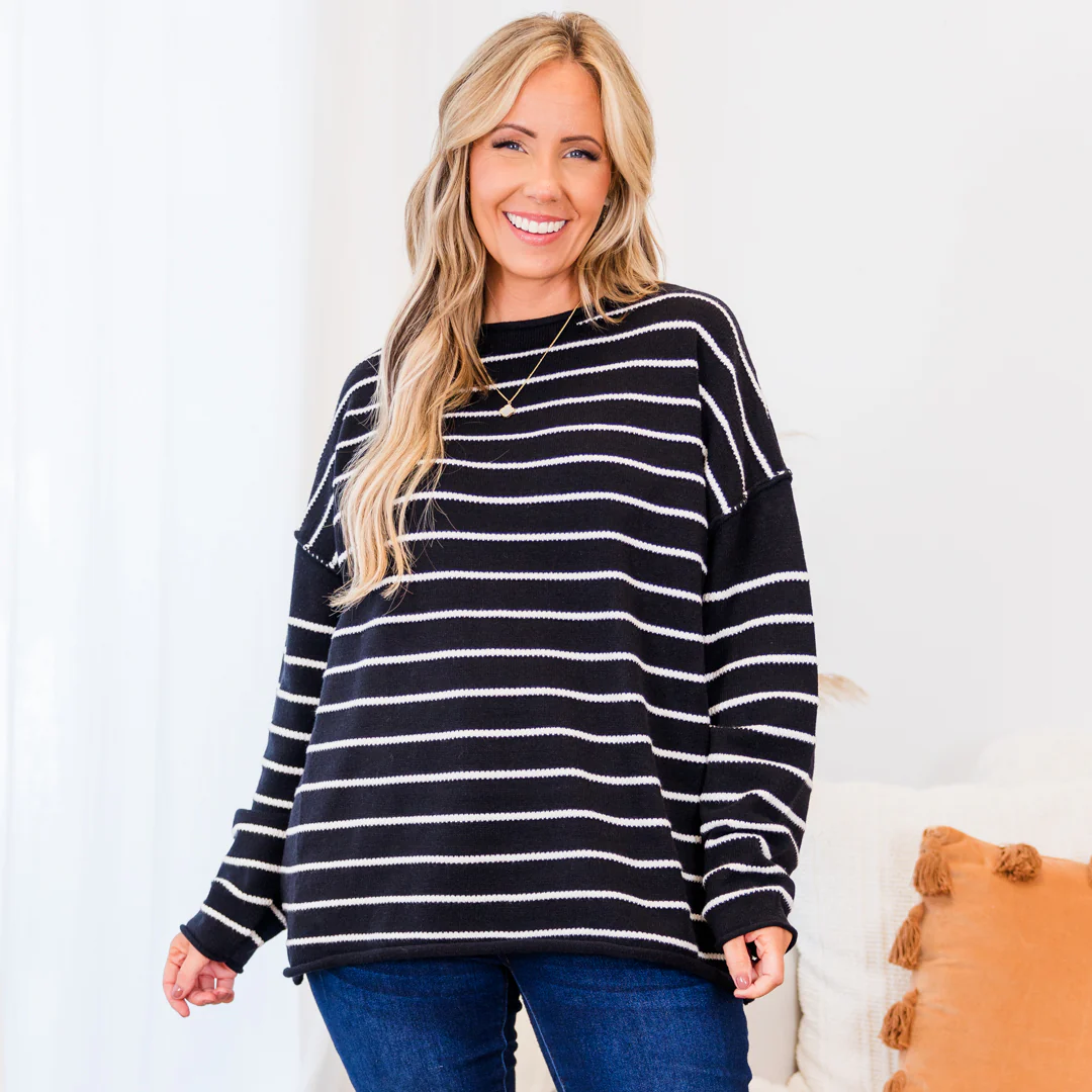 Slumber Party Time Sweater, Black - Giverhouse