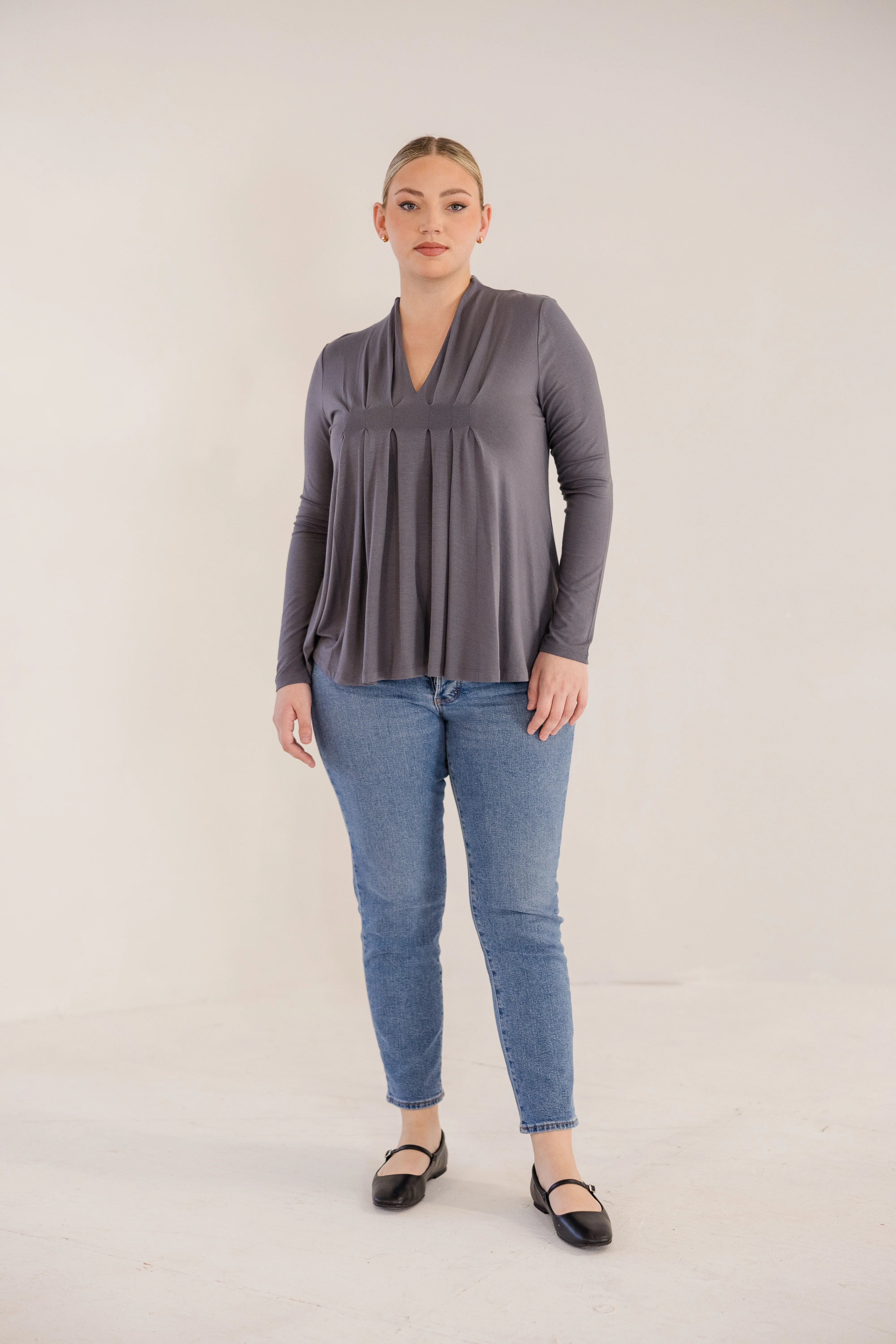Mercer Front Pleat Top, Castle Rock - Giverhouse