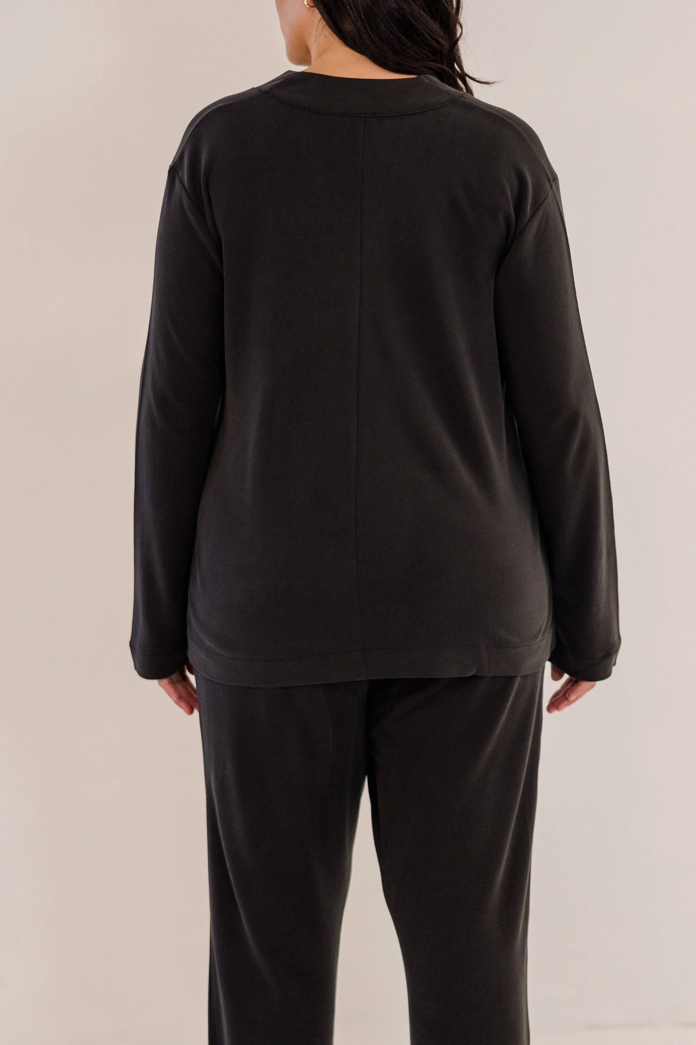 Bowery Wide V-Neck Tunic, Black - Giverhouse