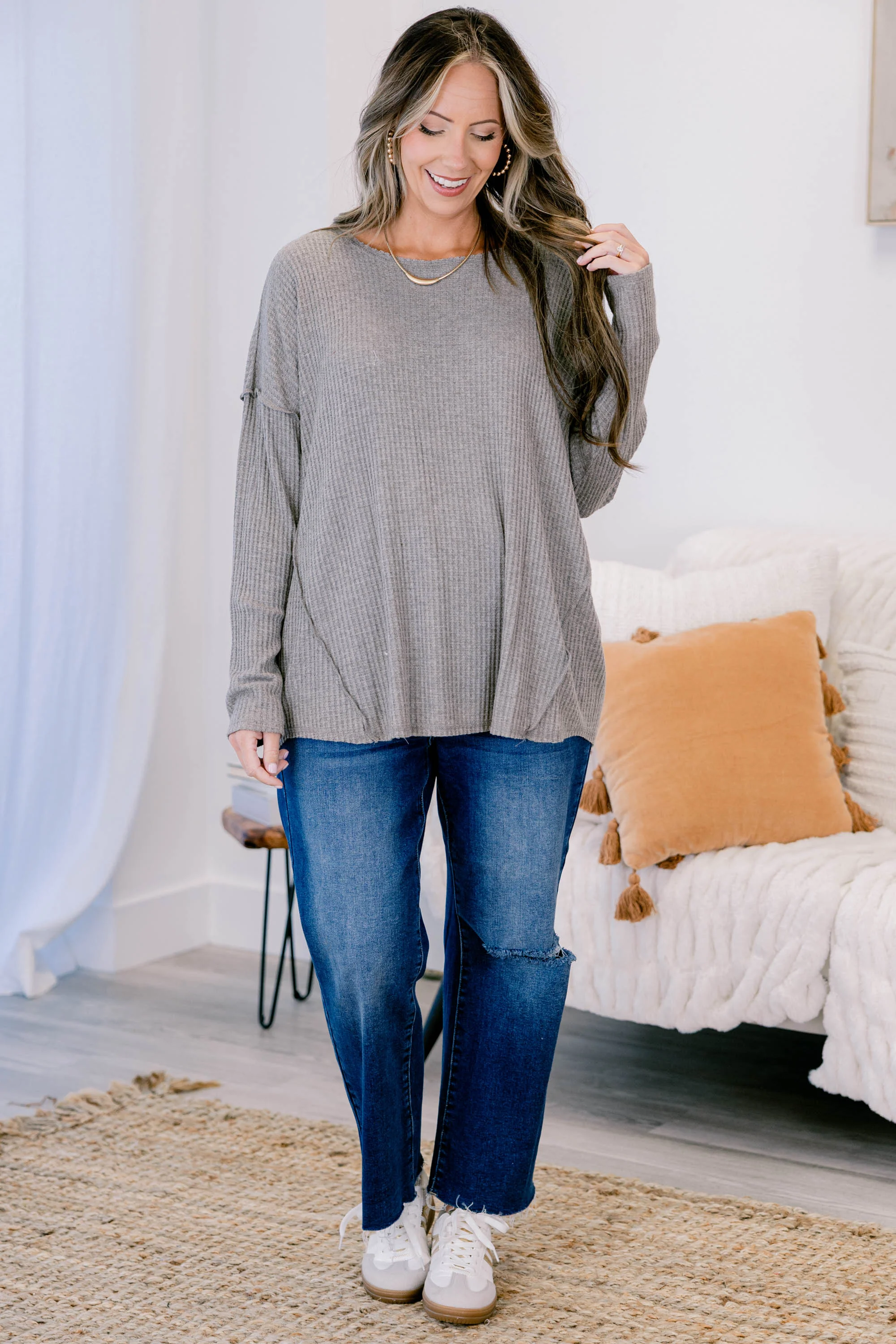 Can't Stop Love Top, Heather Grey - Giverhouse