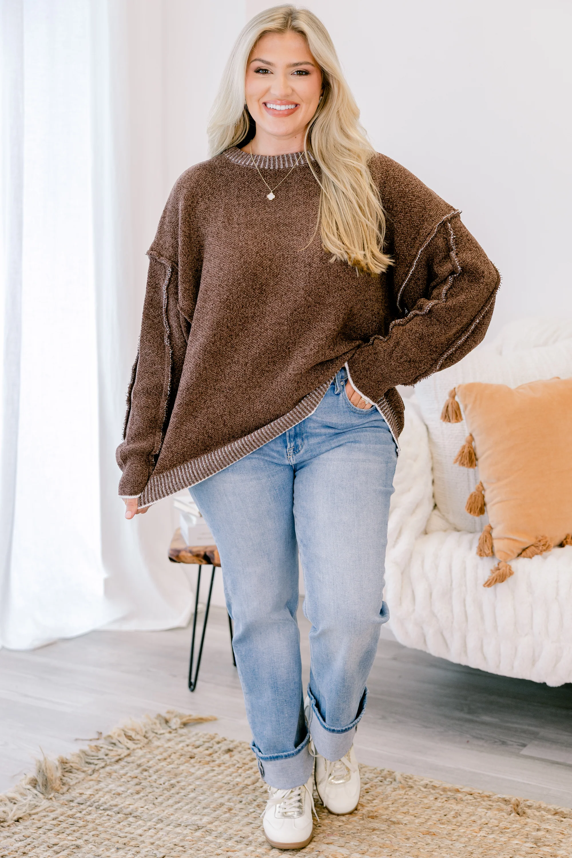 Life's a Dream Sweater, Brown - Giverhouse