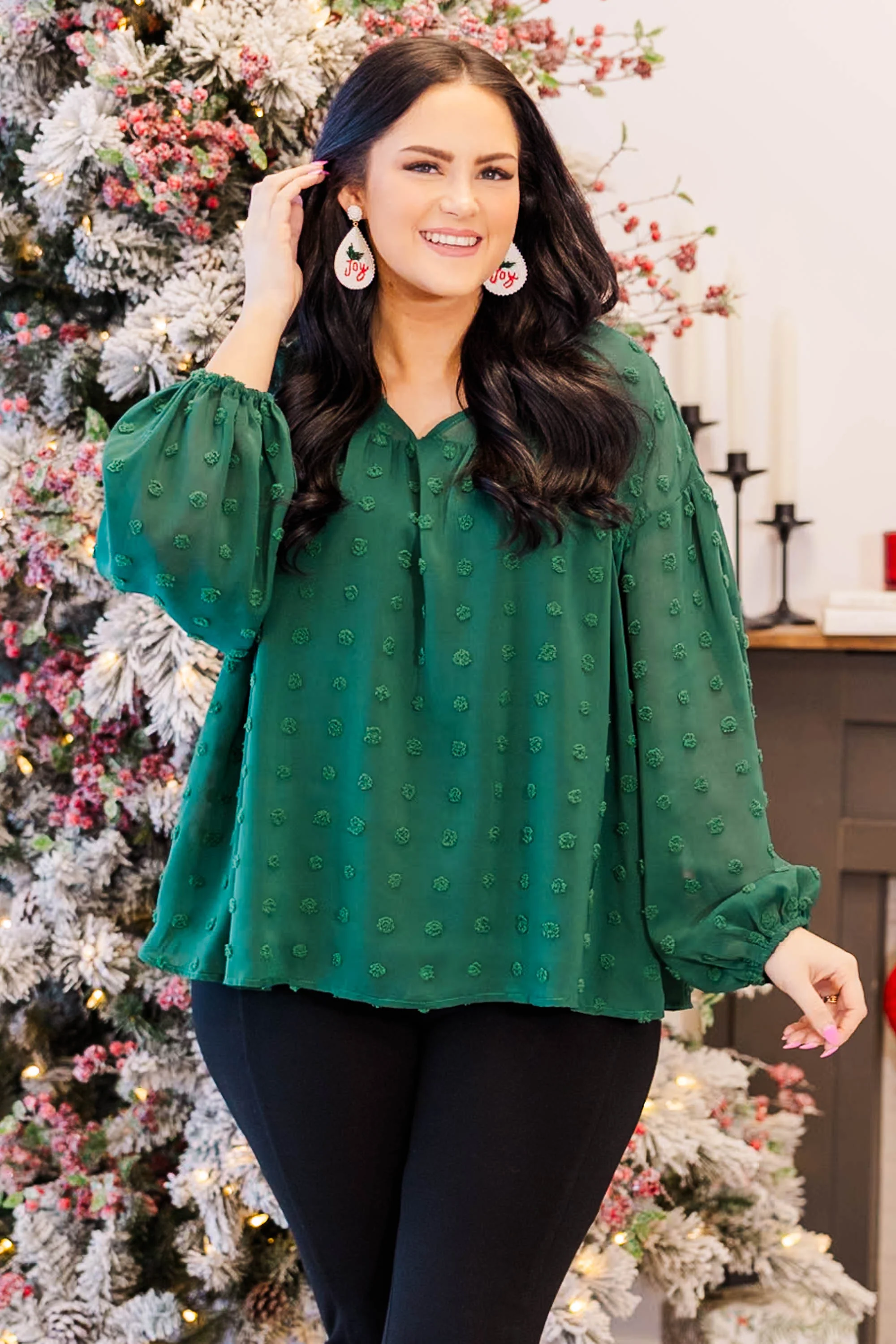 A Dot And A Skip Away Top, Green - Giverhouse