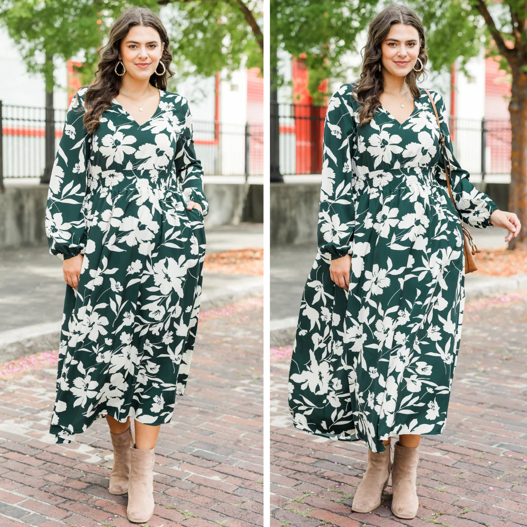 Alluring Autumn Dress, Green - Giverhouse