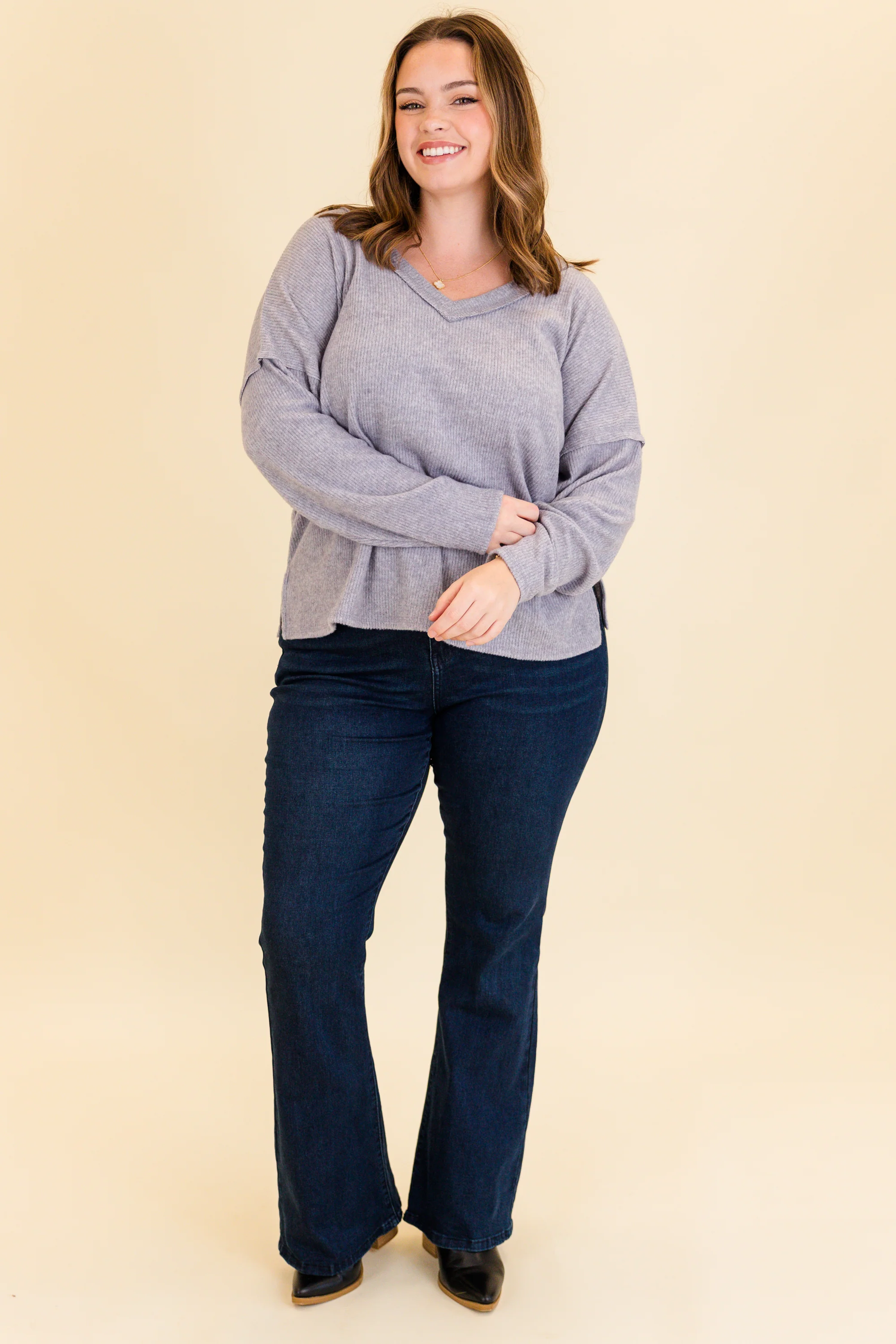 I Will Call You Later Top, Heather Gray - Giverhouse