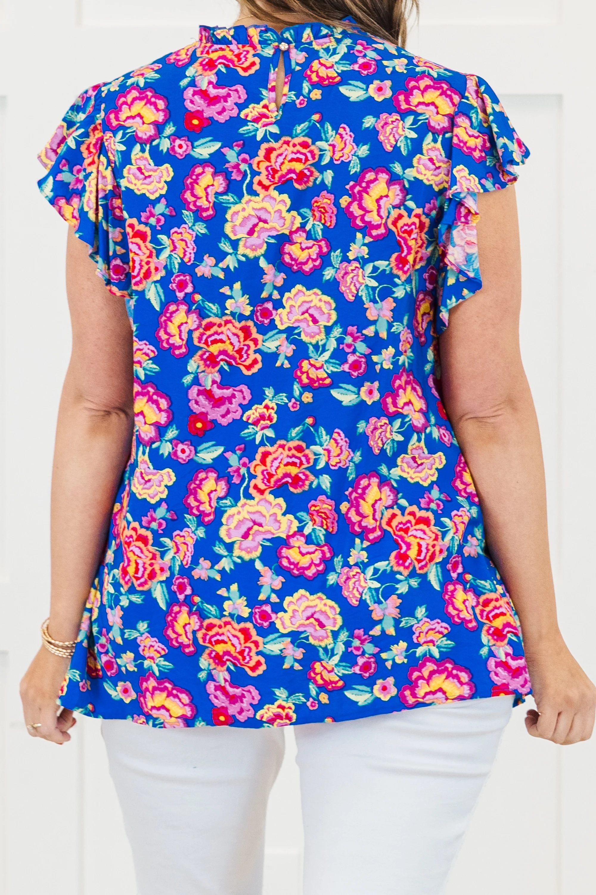 Bloom Boldly Top, Royal Blue - Giverhouse