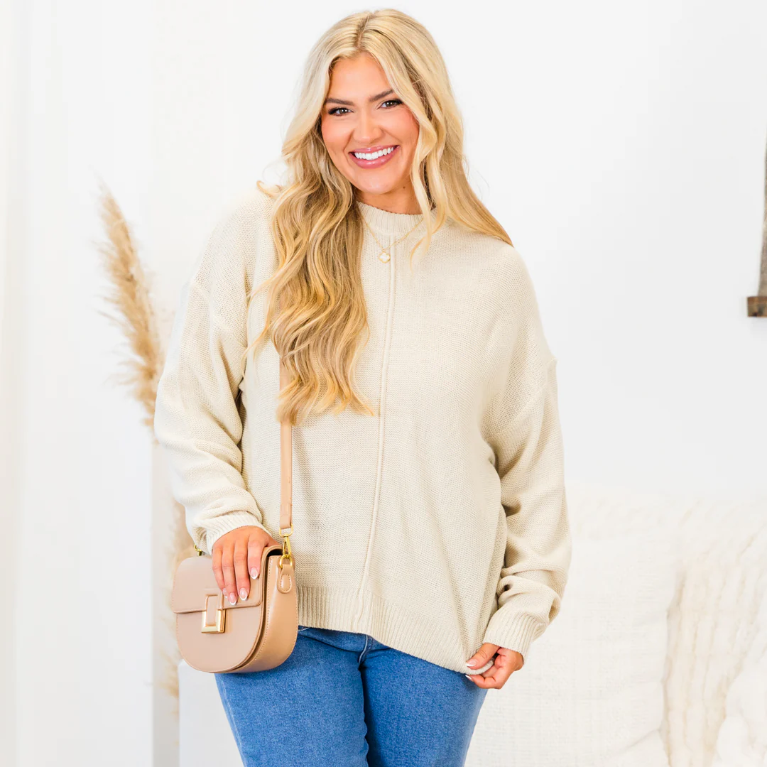 Work This Out Sweater, Cream - Giverhouse