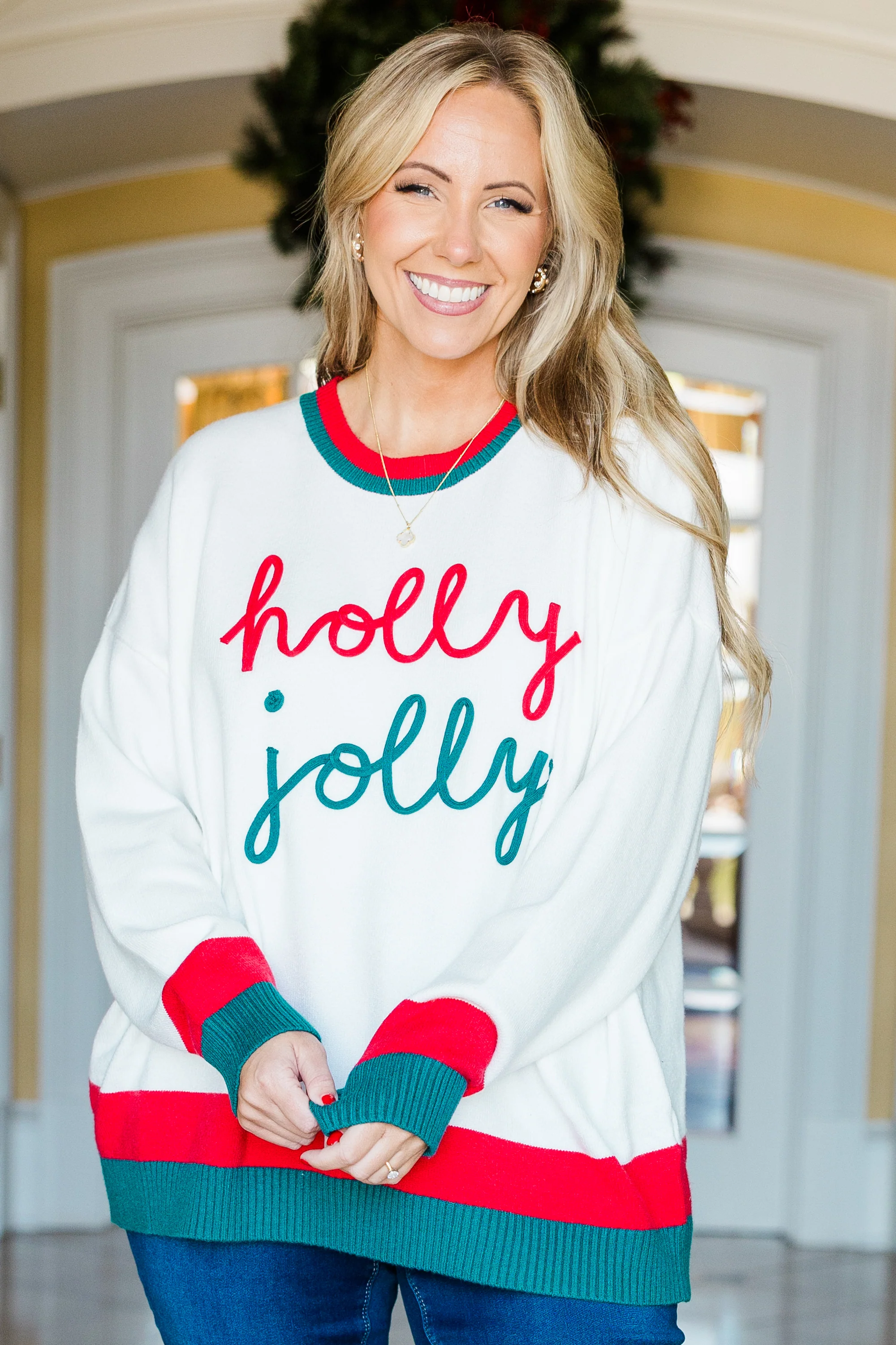 Holly Jolly Baby Sweater, White - Giverhouse