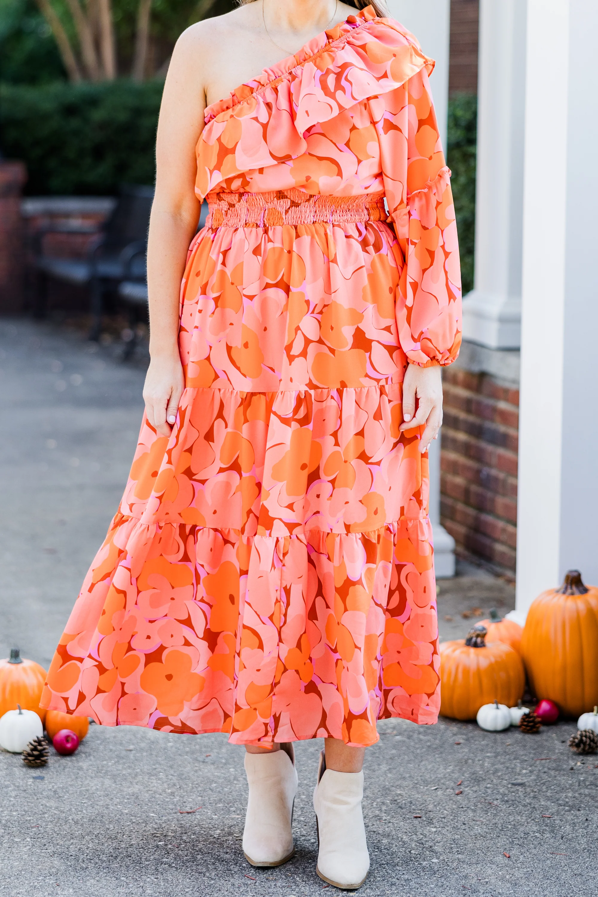 Love In The Moment Maxi Dress, Orange Floral - Giverhouse