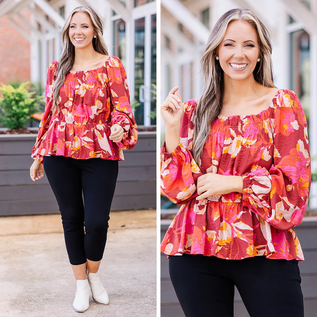 Petal Perfection Blouse, Brick - Giverhouse
