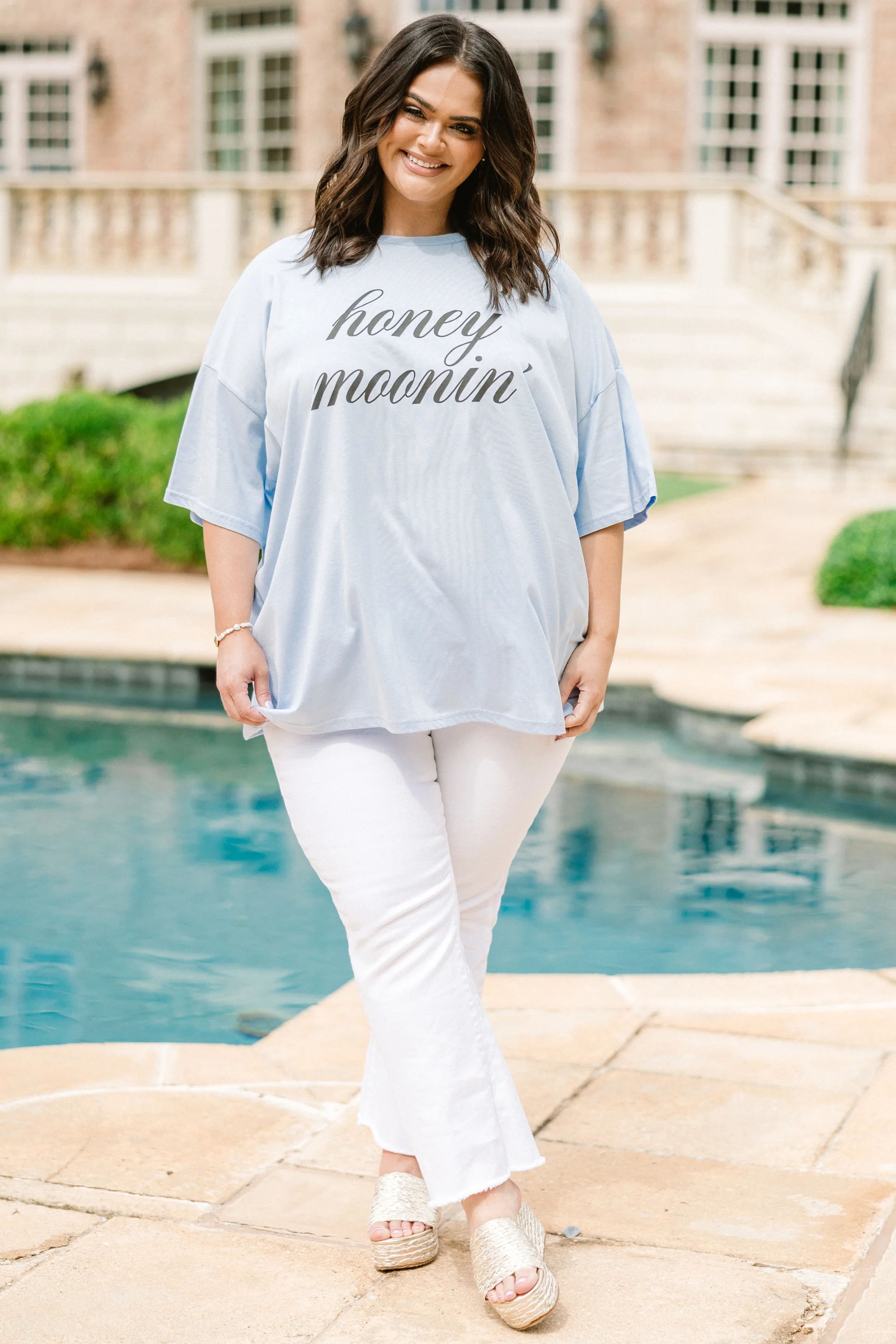 Honey Moonin' Boyfriend Tee, Ash Blue - Giverhouse