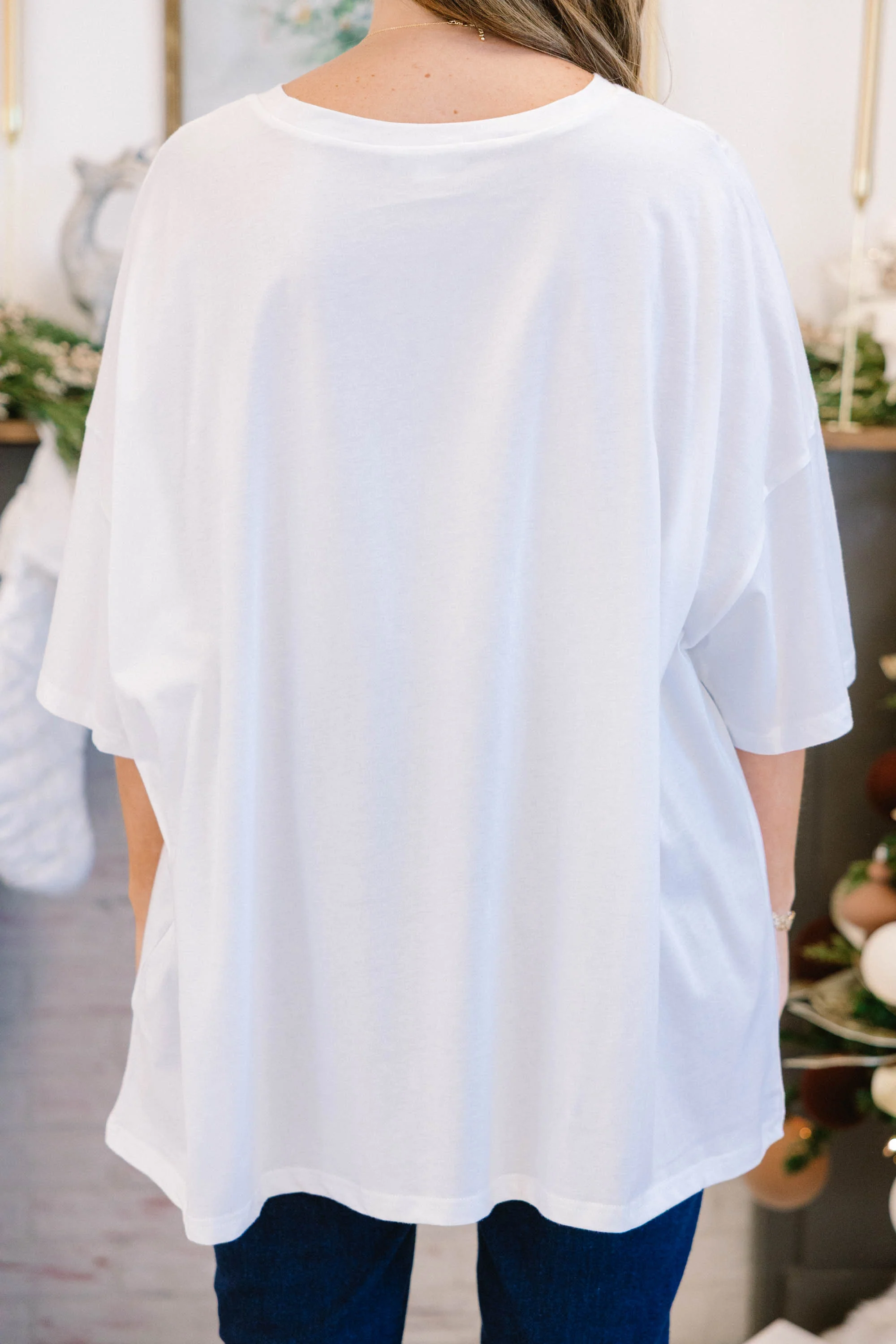 Santa Patches Boyfriend Tee, White - Giverhouse