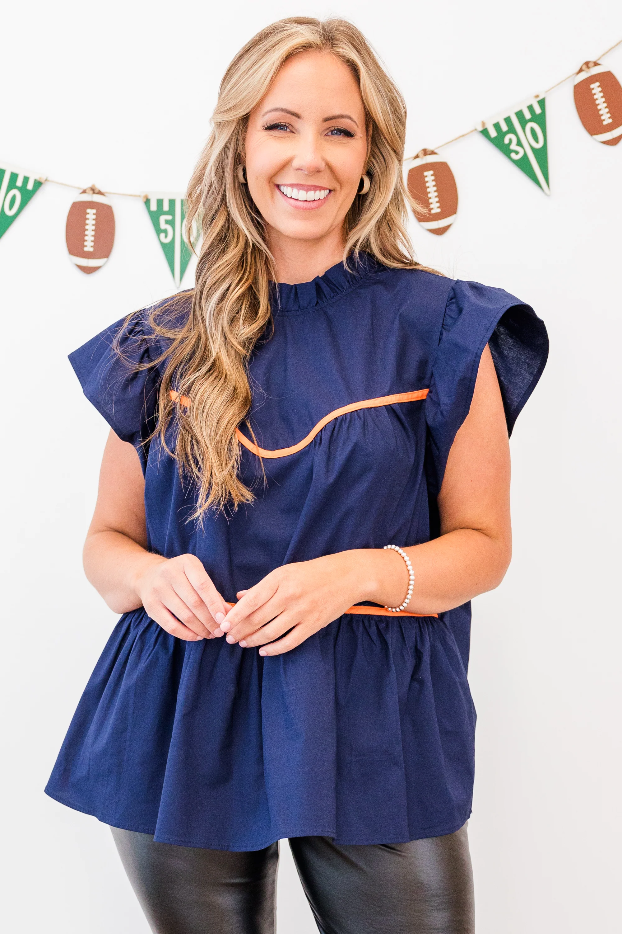 All The Spirit Top, Navy-Orange - Giverhouse