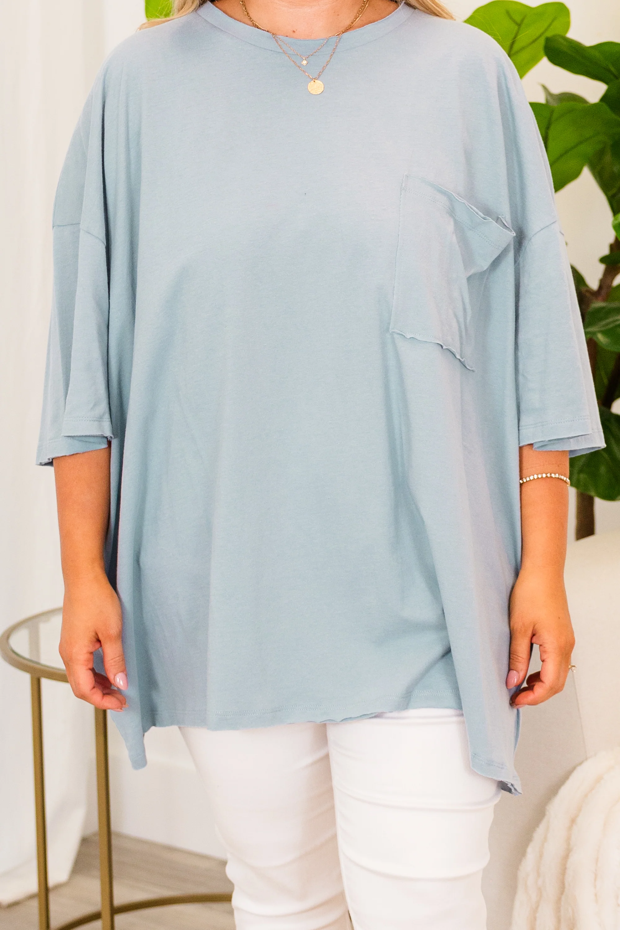 It Comes Naturally Top, Ash Blue - Giverhouse