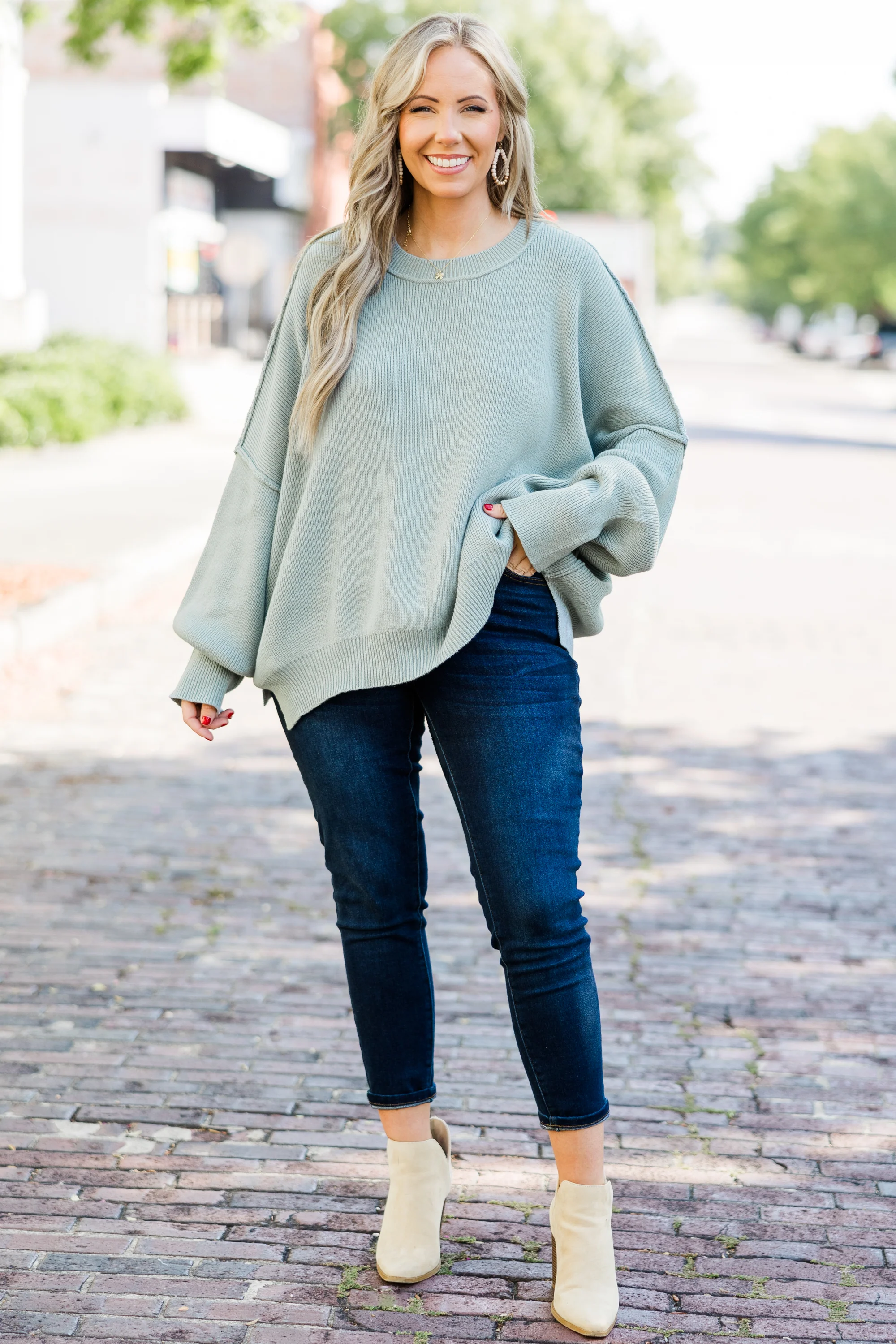 Magically Perfect Sweater, Sage - Giverhouse