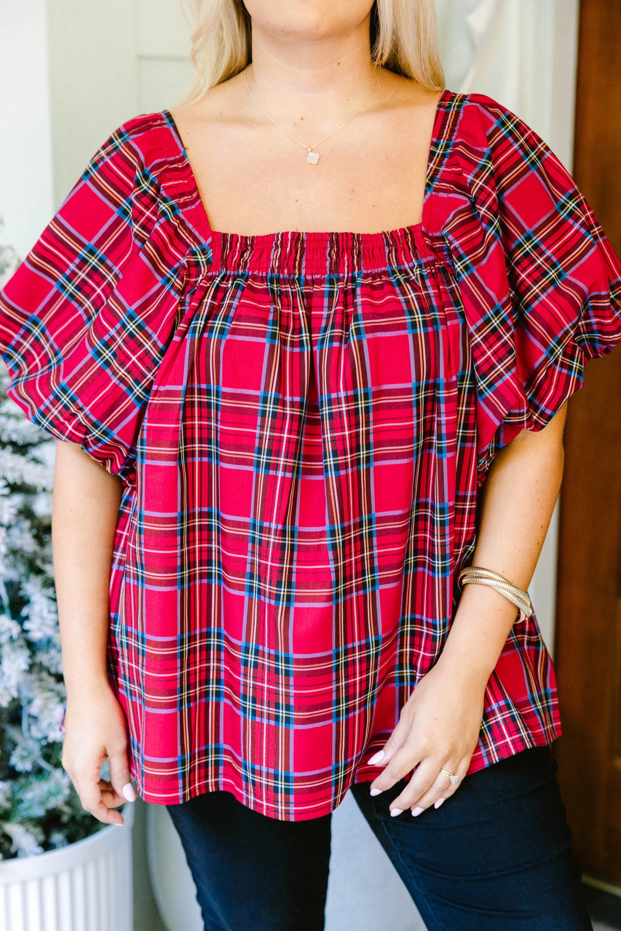 Cozy Love Top, Red Plaid - Giverhouse