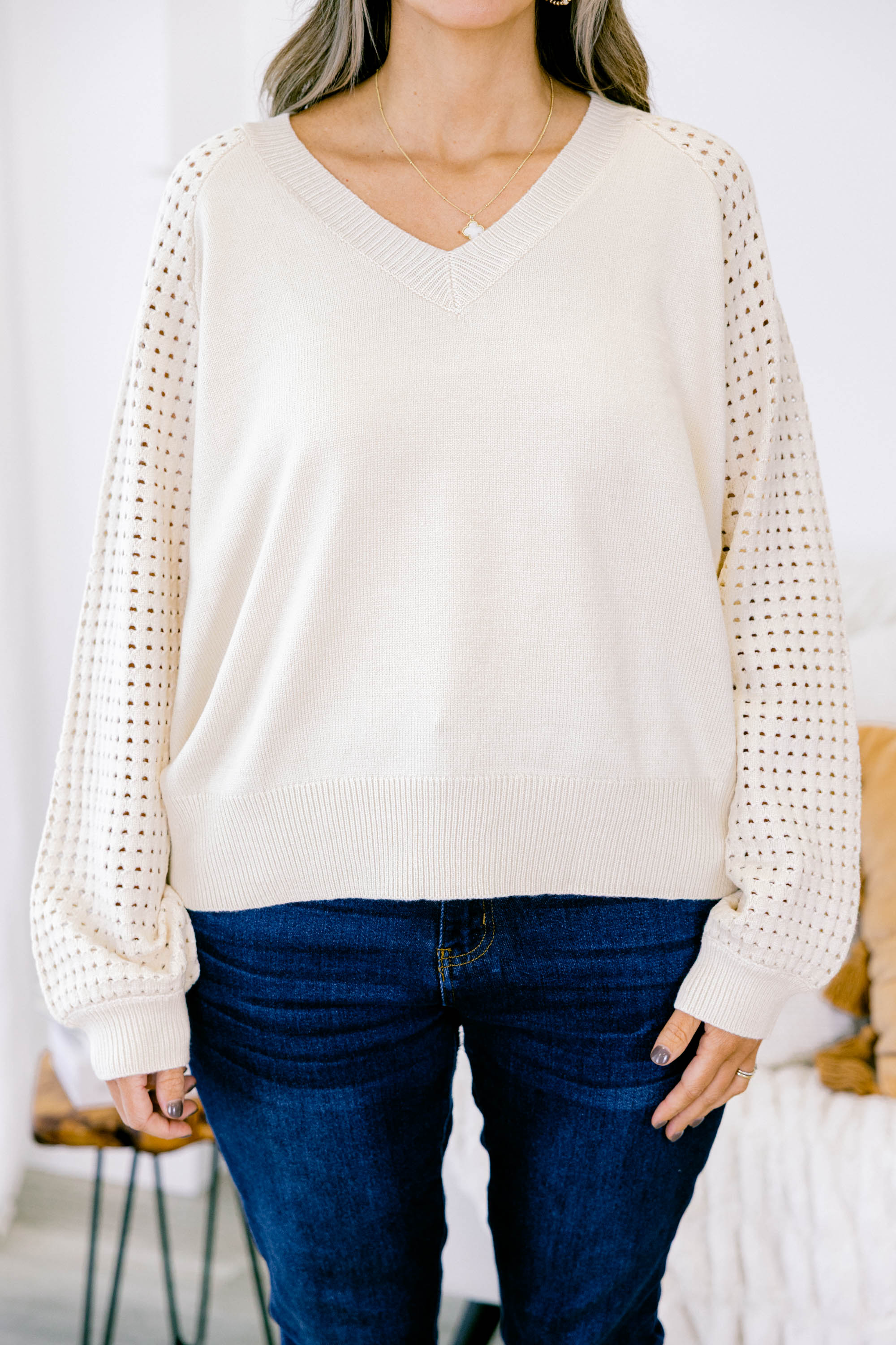 Lighten My Mood Sweater, Cream - Giverhouse