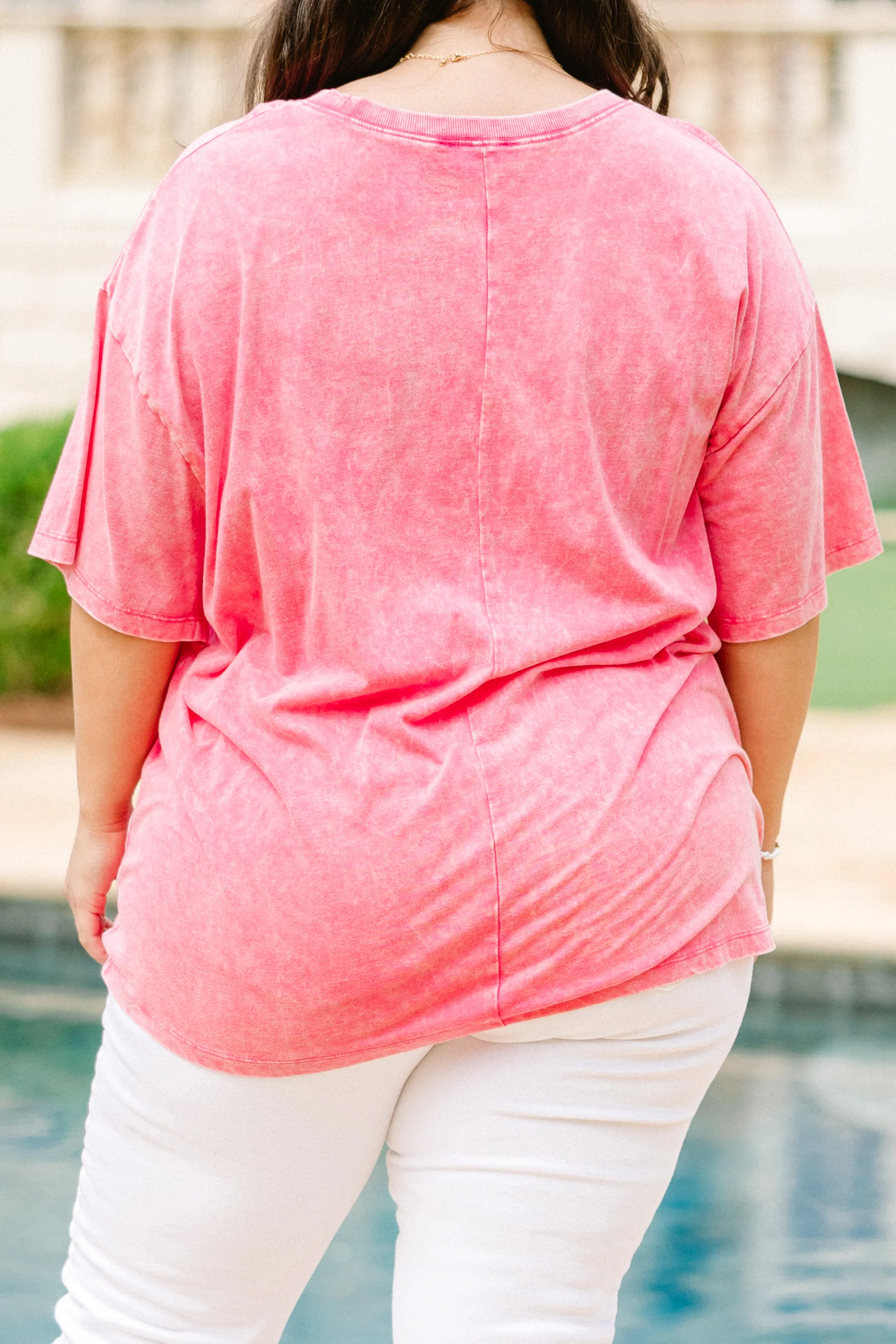 We're Going to the Chapel Acid Wash Relaxed Tee, Fuchsia - Giverhouse