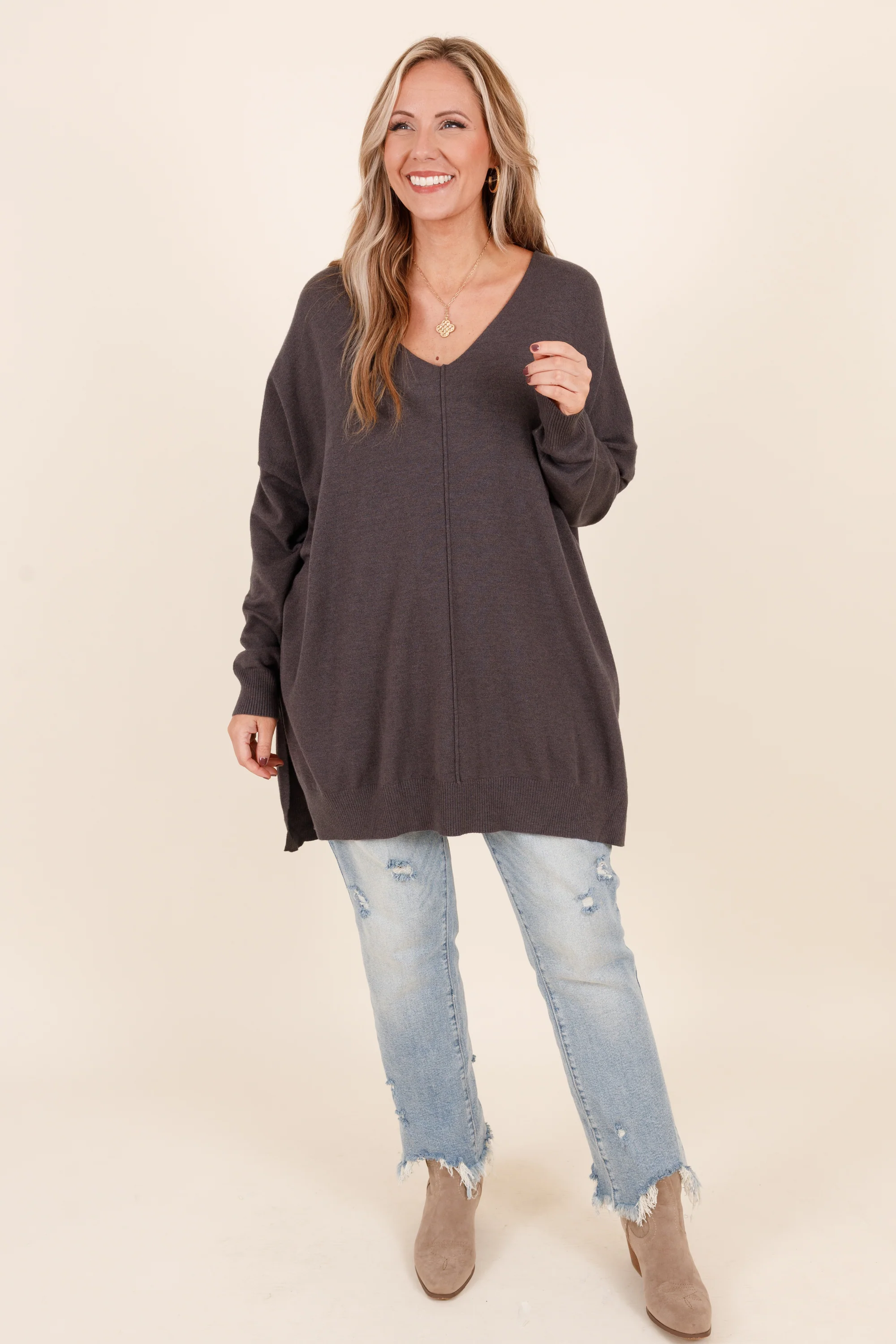 Miss Who I Was Sweater, Ash Grey - Giverhouse