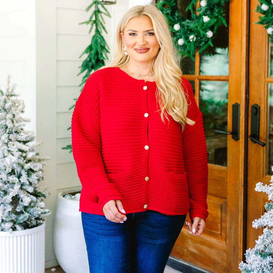 Path To Greatness Cardigan, Red - Giverhouse