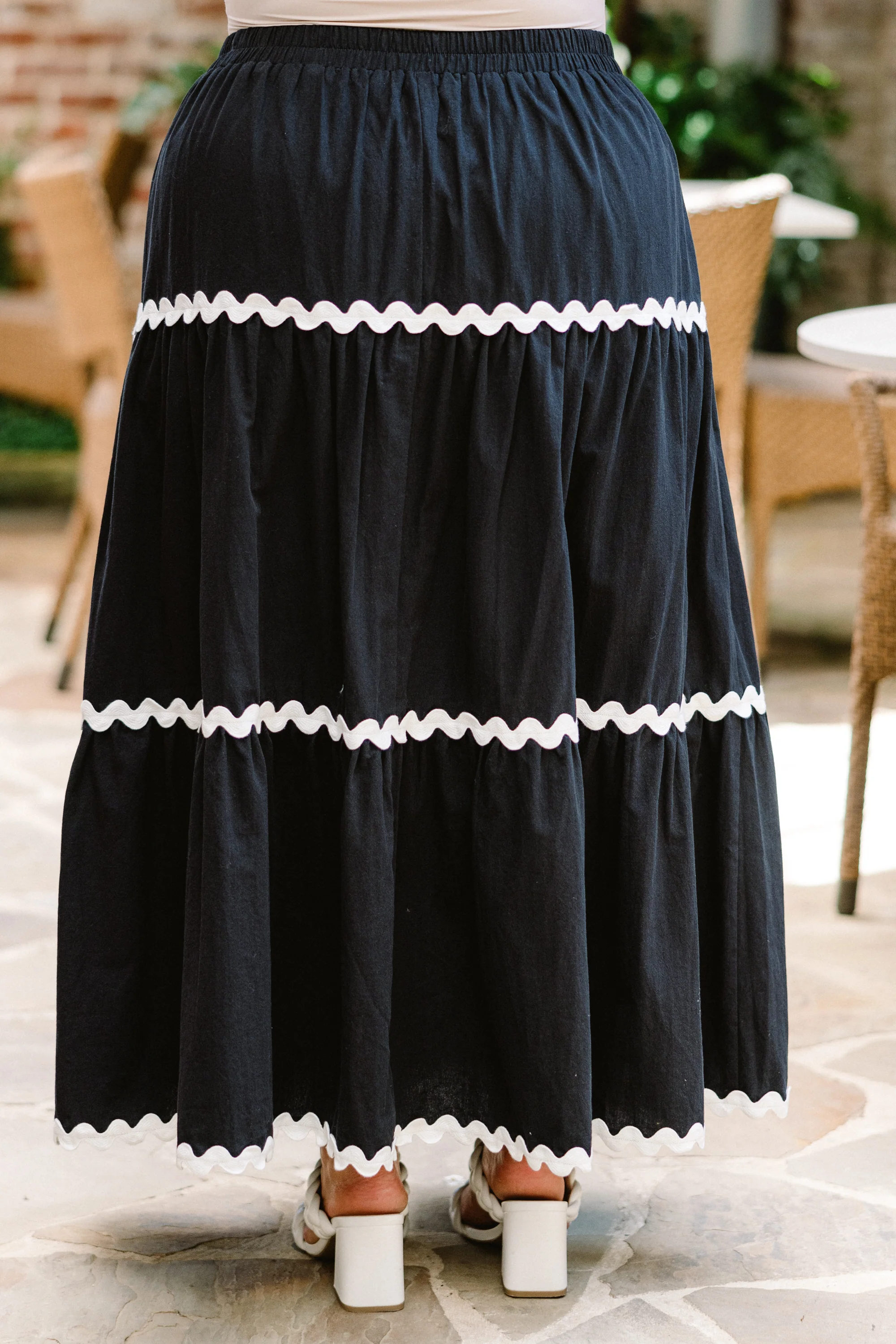 Shared Feelings Maxi Skirt, Black-Ivory - Giverhouse