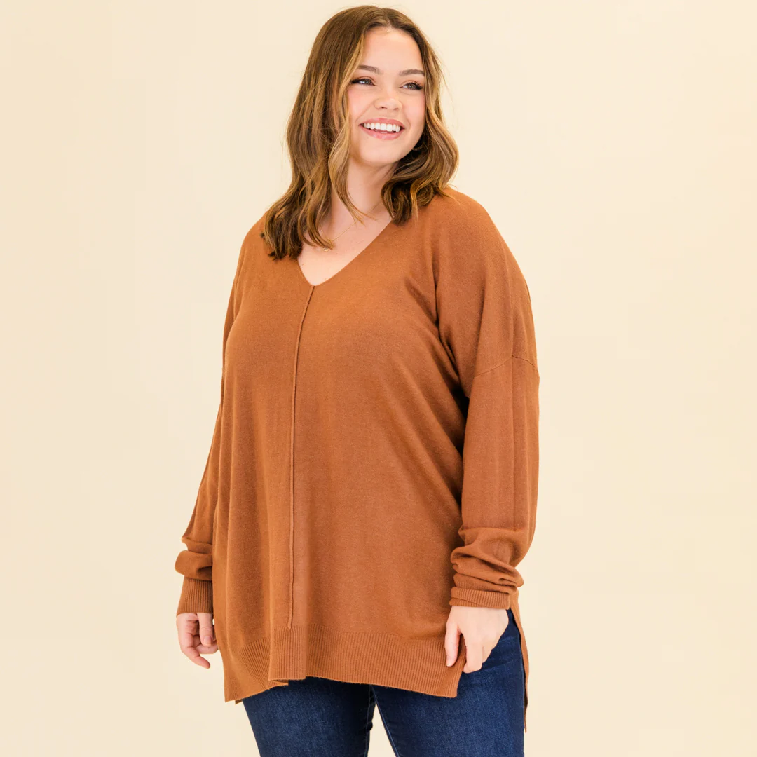 Perfect For Outside Sweater, Heather Deep Camel - Giverhouse