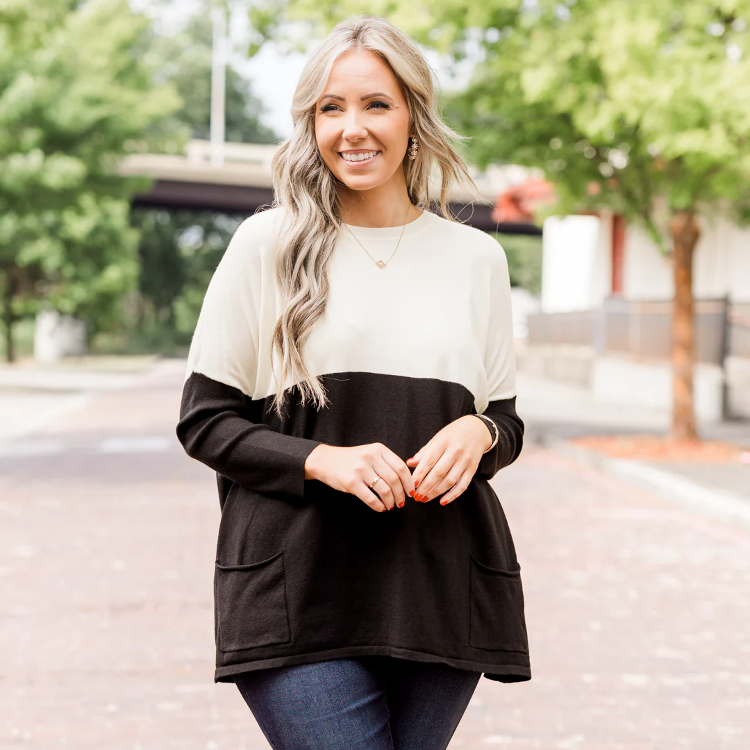 Smooth Talking Sweater, Ivory-Black - Giverhouse