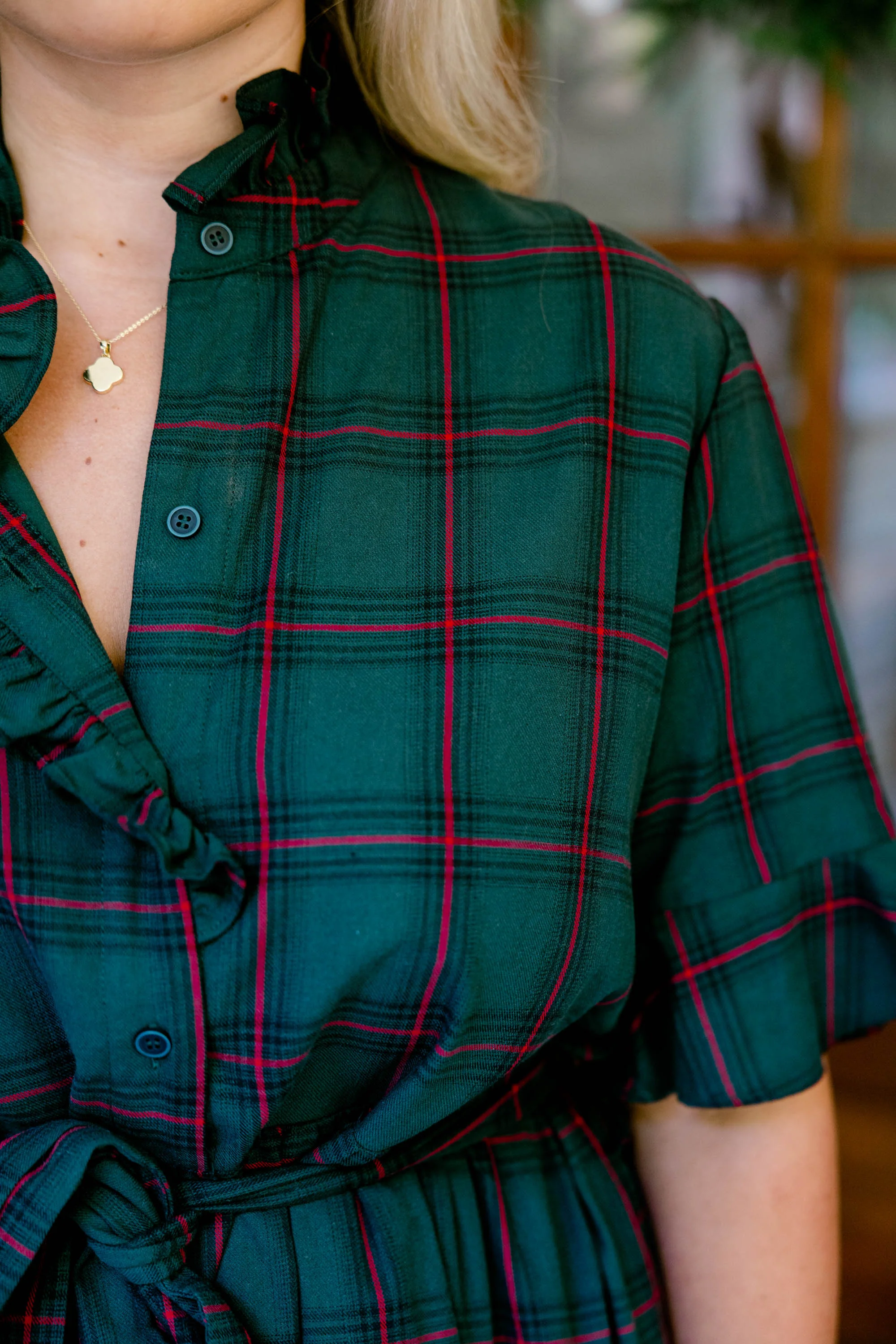 Breezy Beauty Dress, Green Plaid - Giverhouse