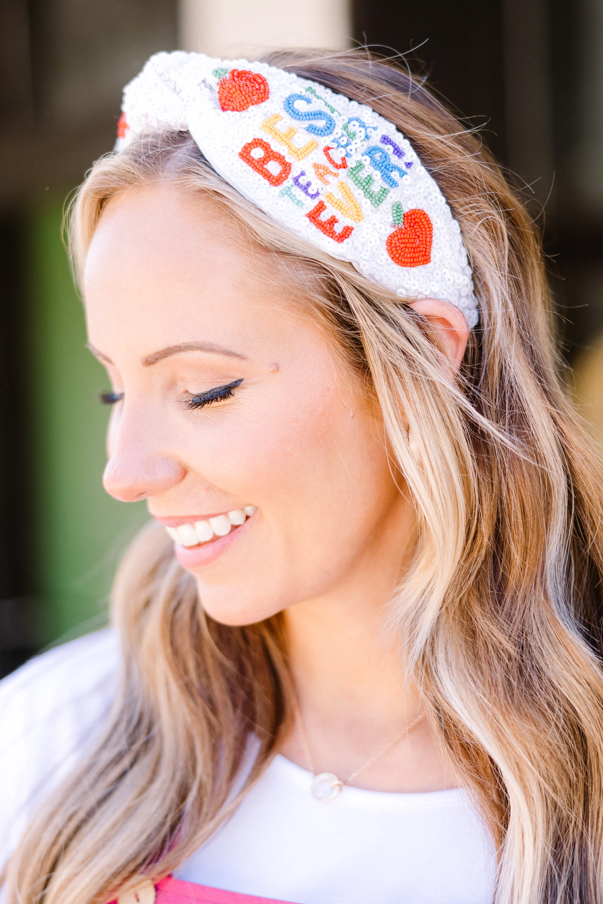 Thank A Teacher Headband, White - Giverhouse