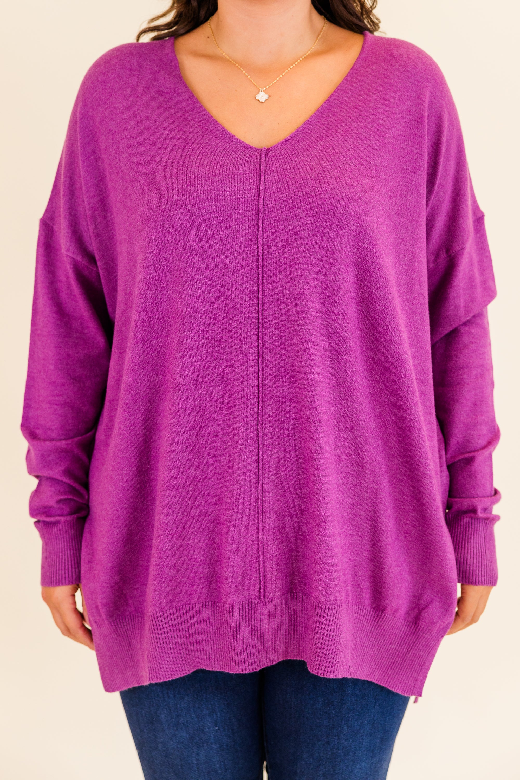 Miss Who I Was Sweater, Heather Plum - Giverhouse