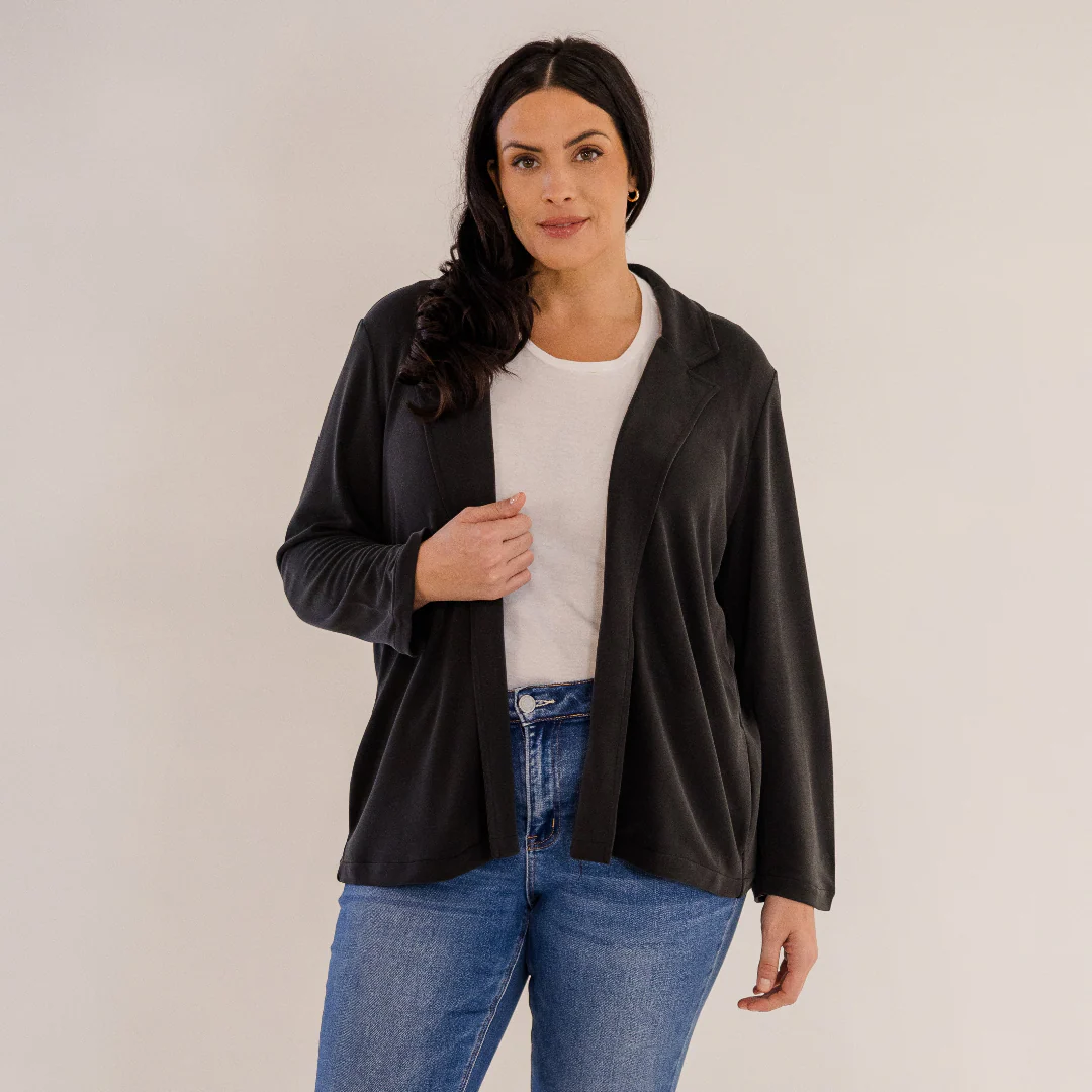 Bleecker Collar Knit Jacket, Black - Giverhouse