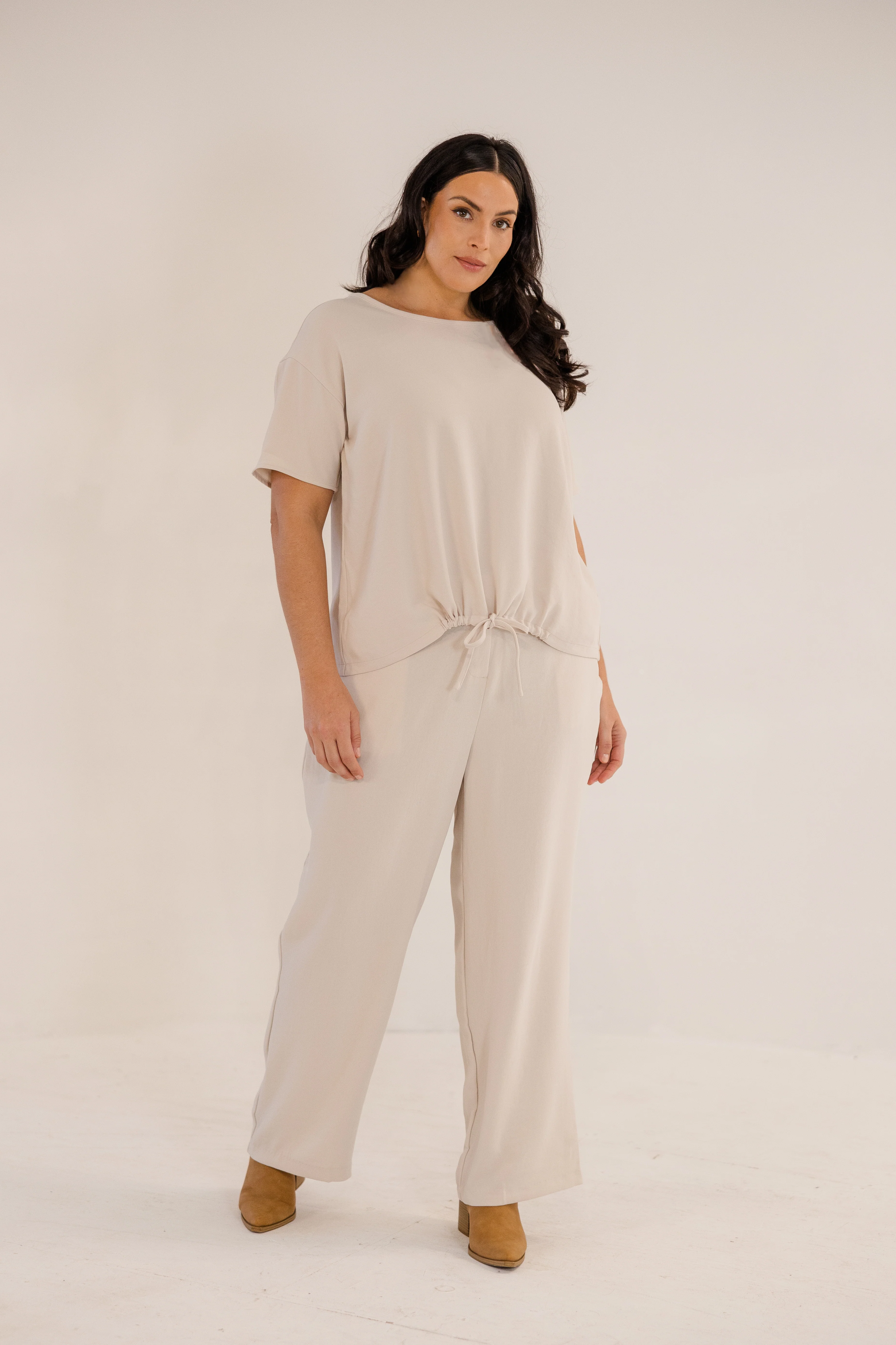 Lena Straight Leg Pant, Stone - Giverhouse