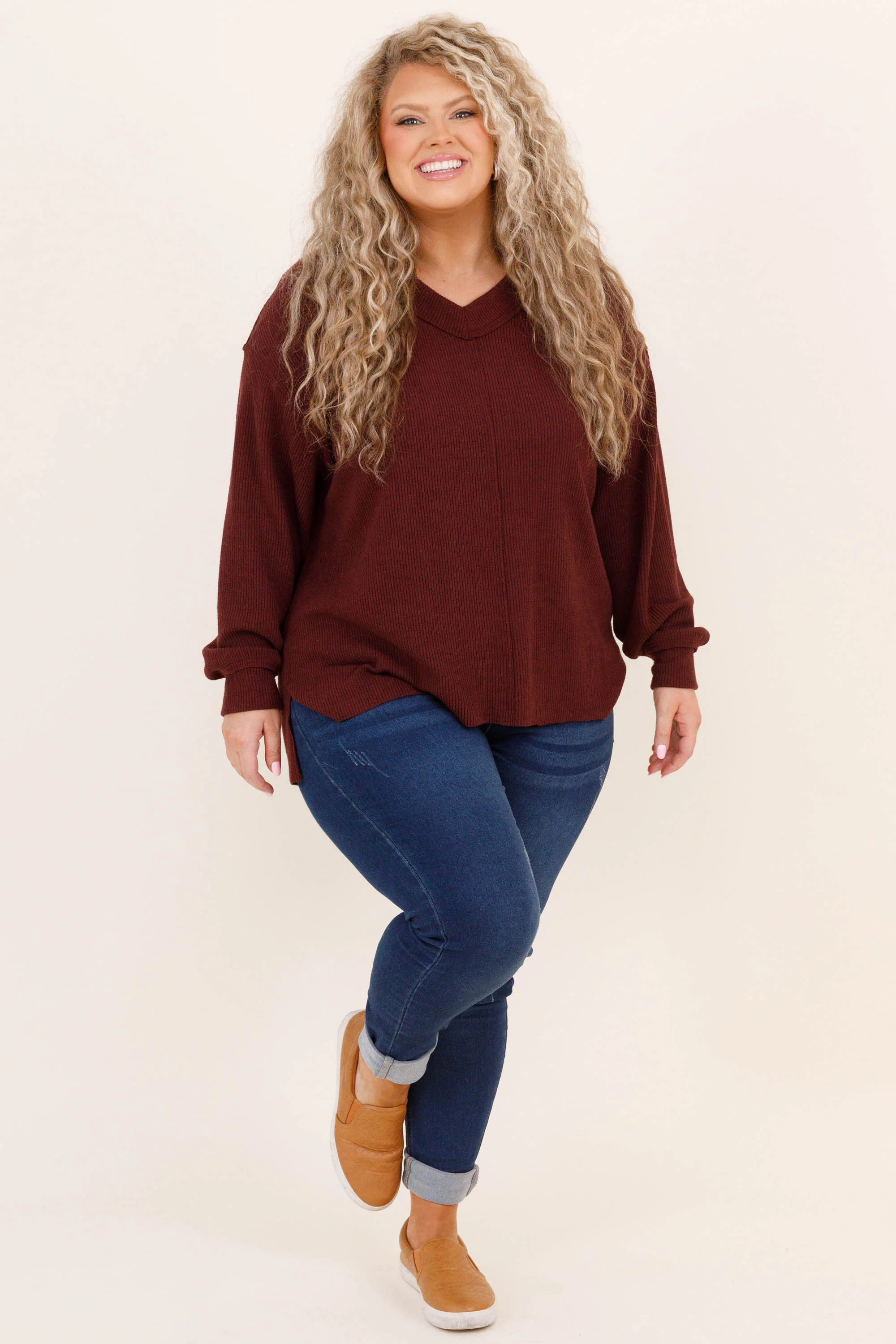 Cozy Textured Sweatshirt, Garnet - Giverhouse