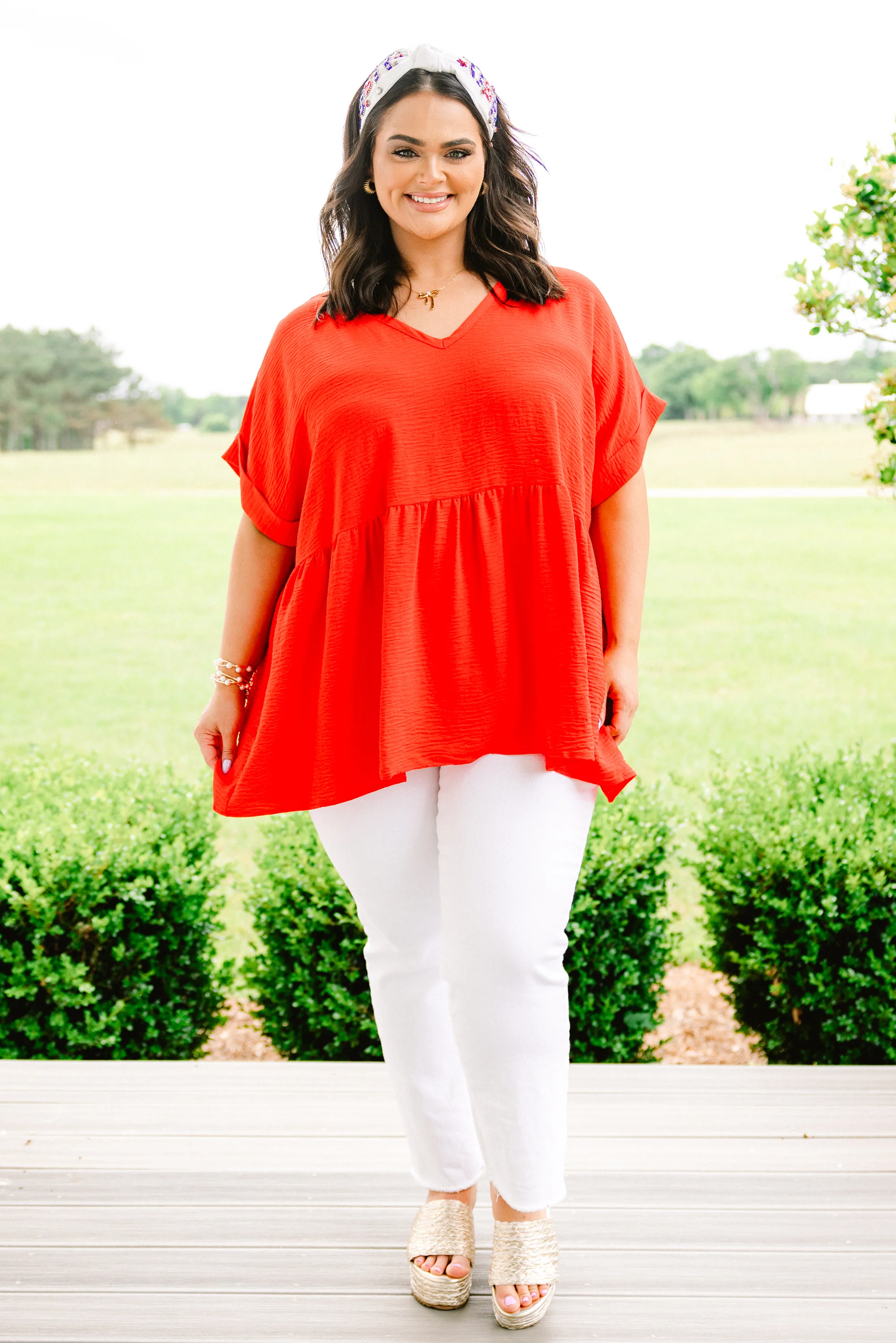 Wide Eyed Gaze Top, Tomato - Giverhouse