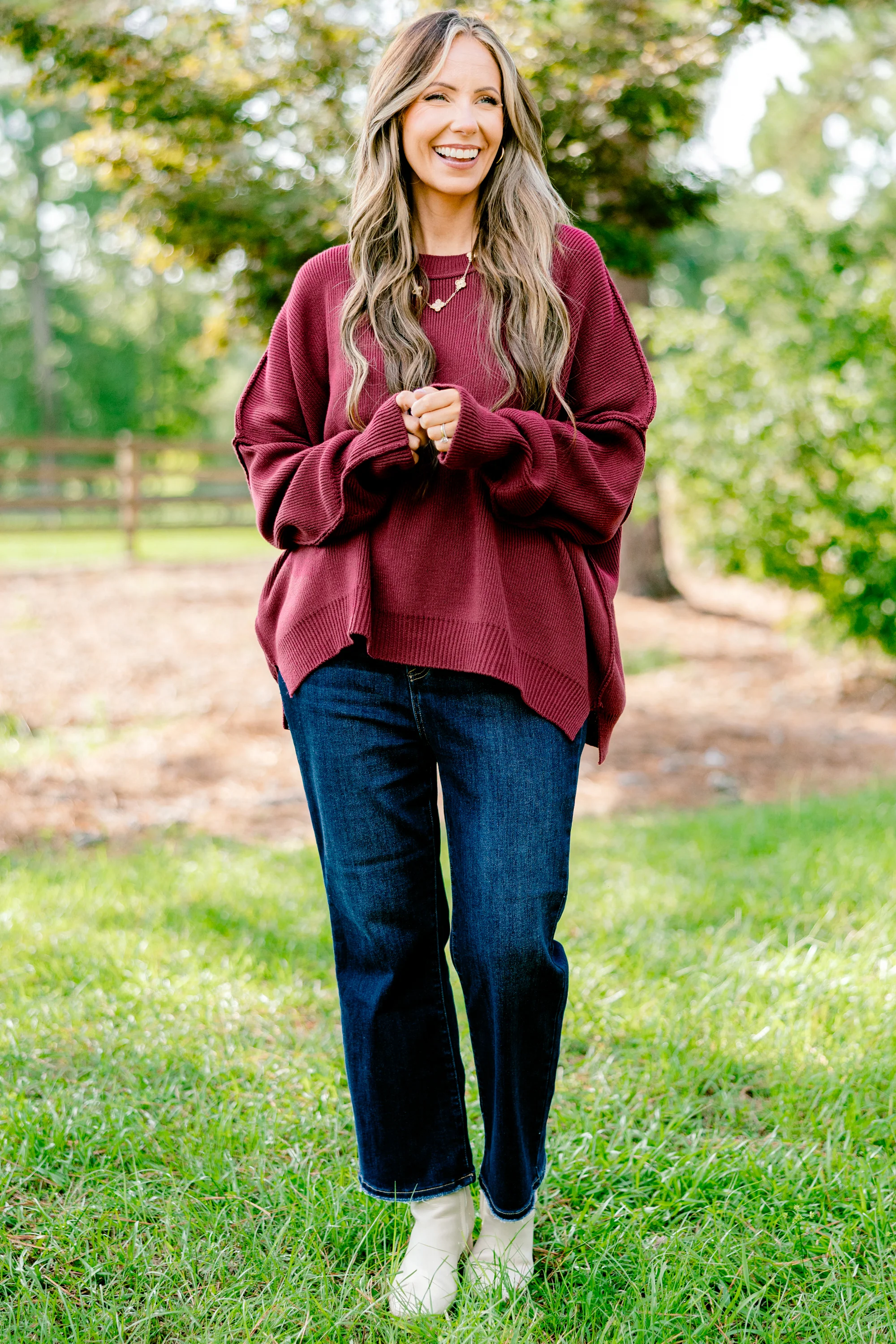 Magically Perfect Sweater, Crimson - Giverhouse