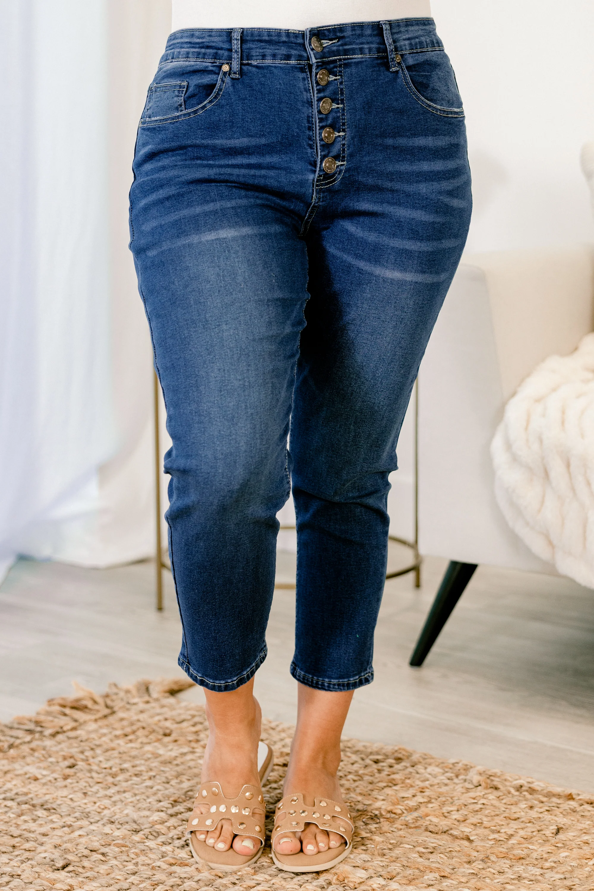 Wake Me Up In The Morning Capris, Medium Wash - Giverhouse