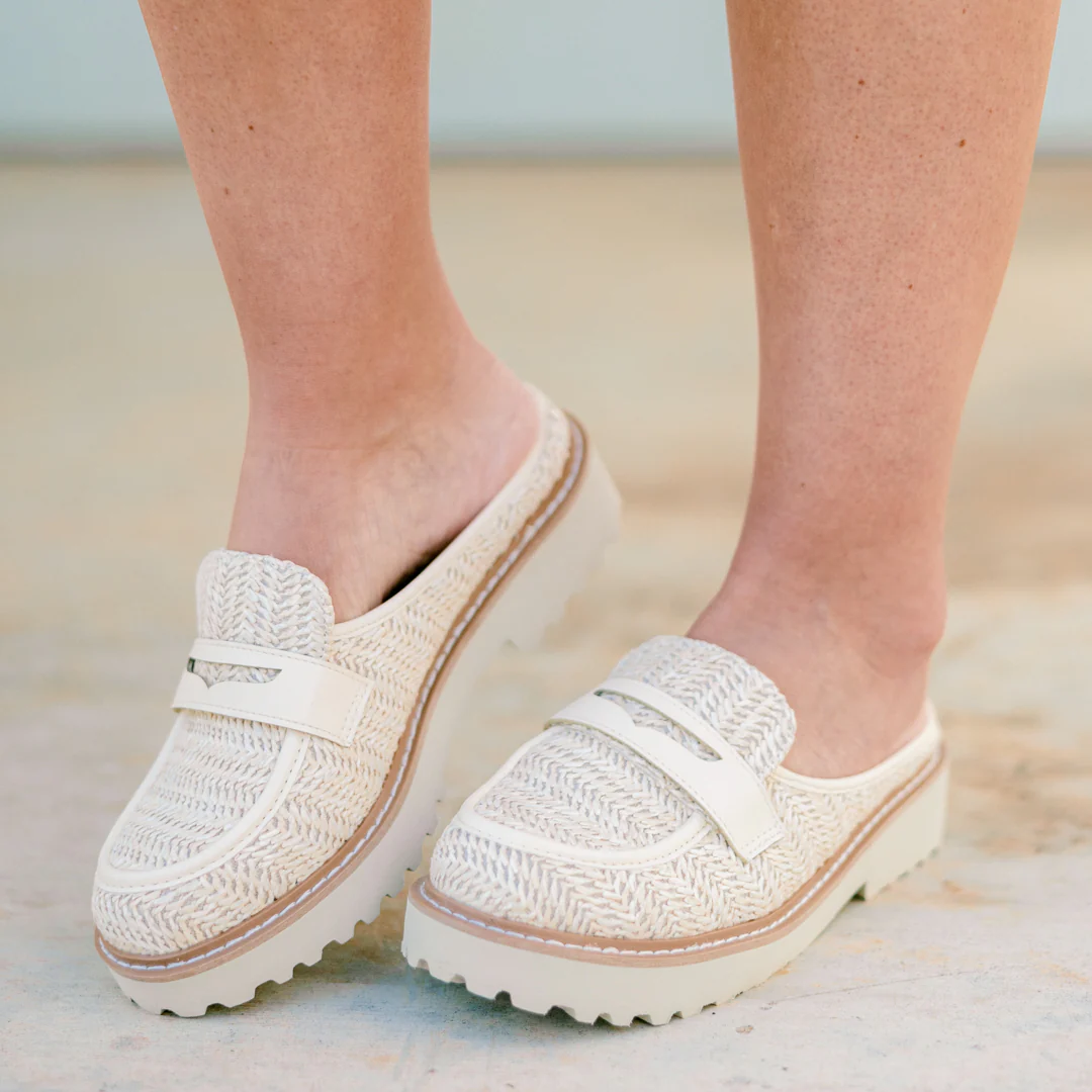 Golden Weave Mules, Natural - Giverhouse