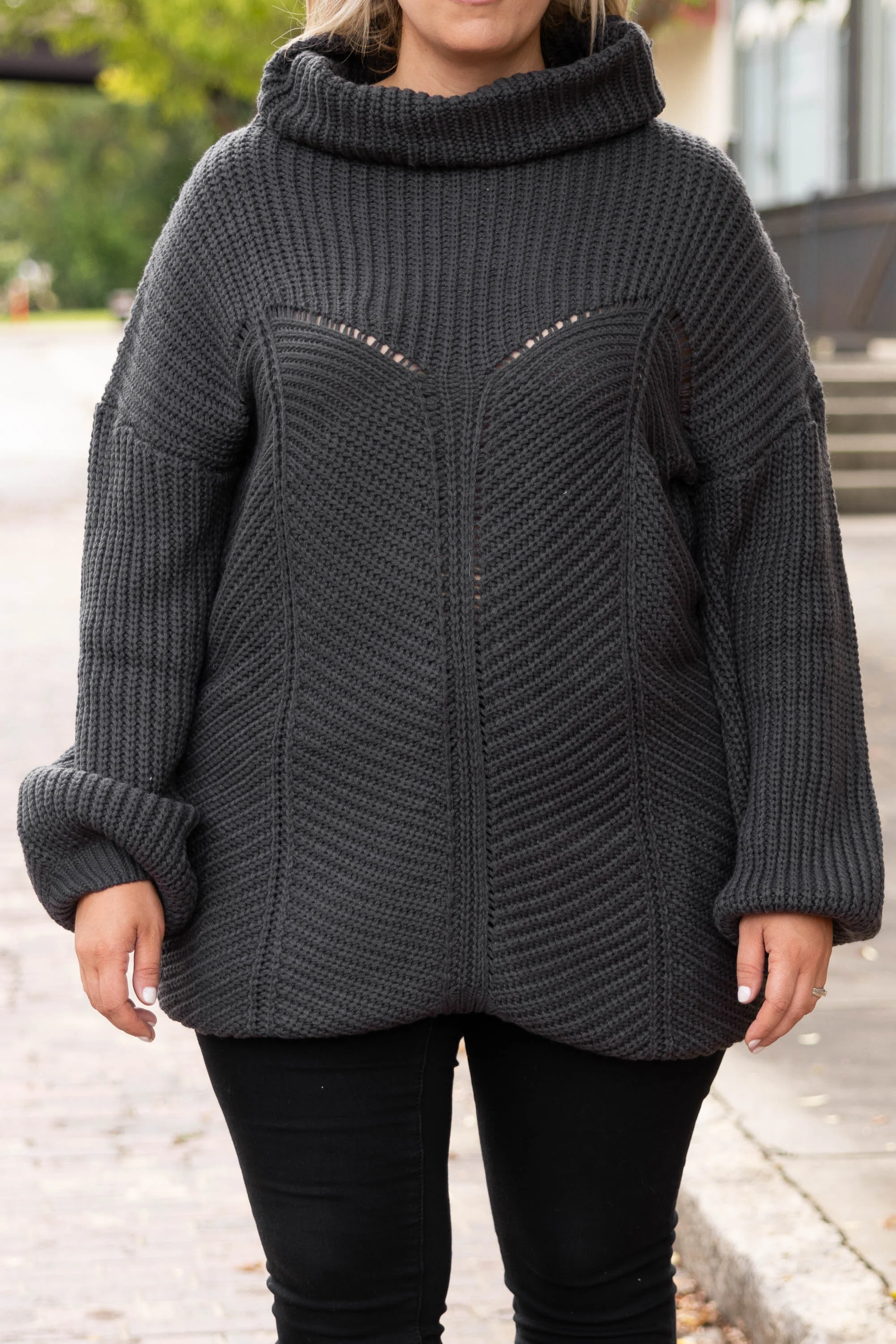 On Top Of It Sweater, Charcoal - Giverhouse