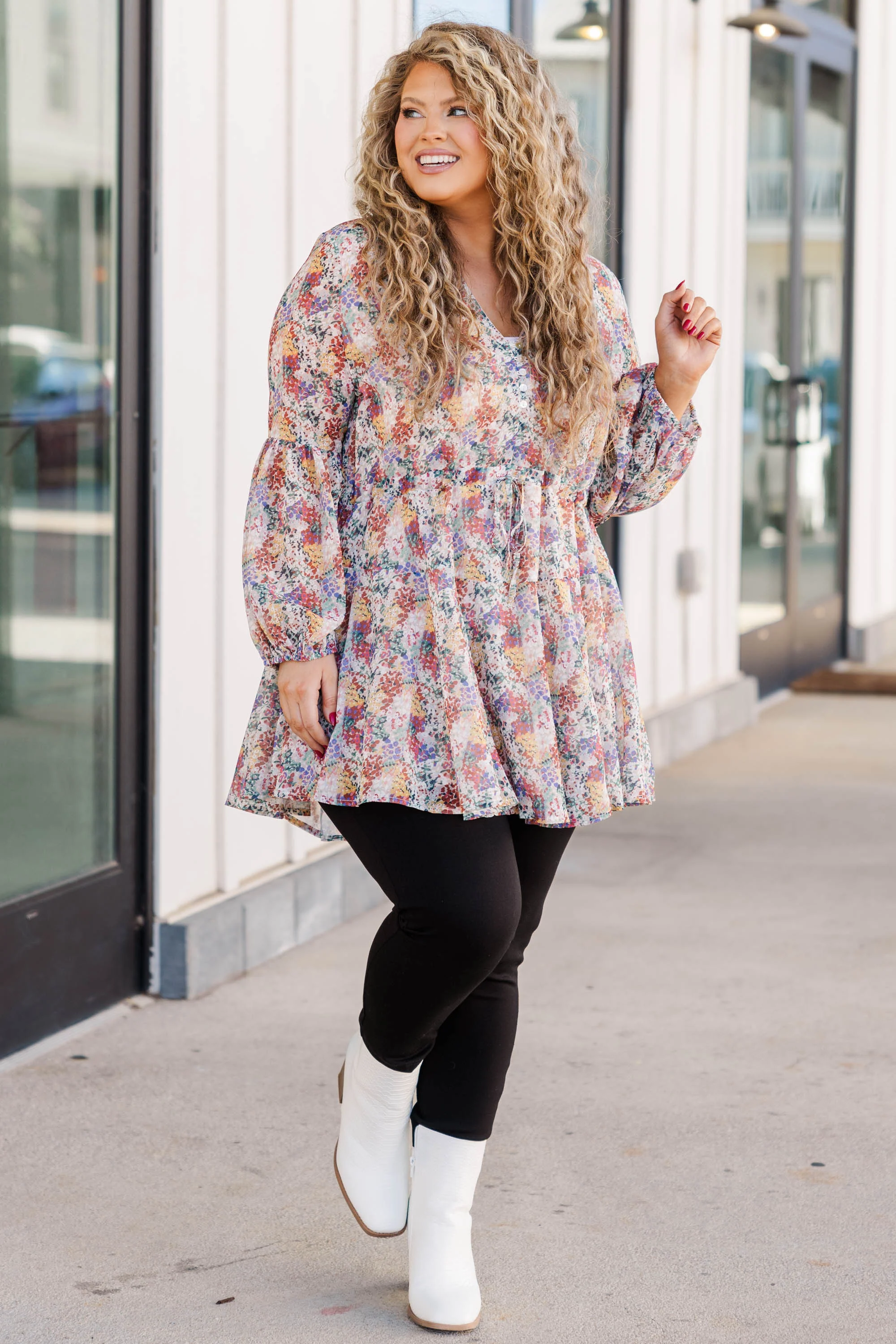 Breath Of Fresh Flare Tunic, Tan - Giverhouse